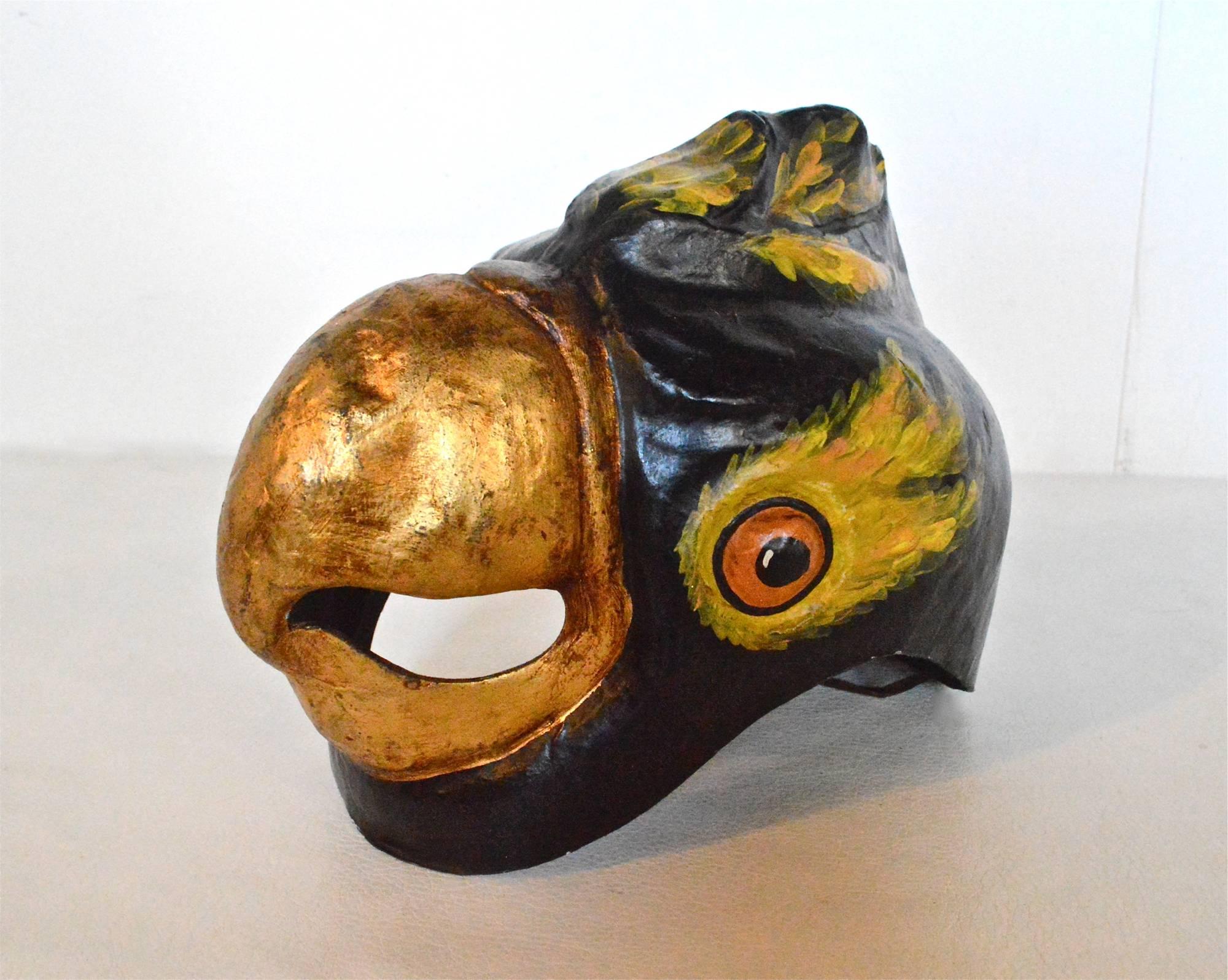 Folk Art Black Hooded Conure Carnival Mask