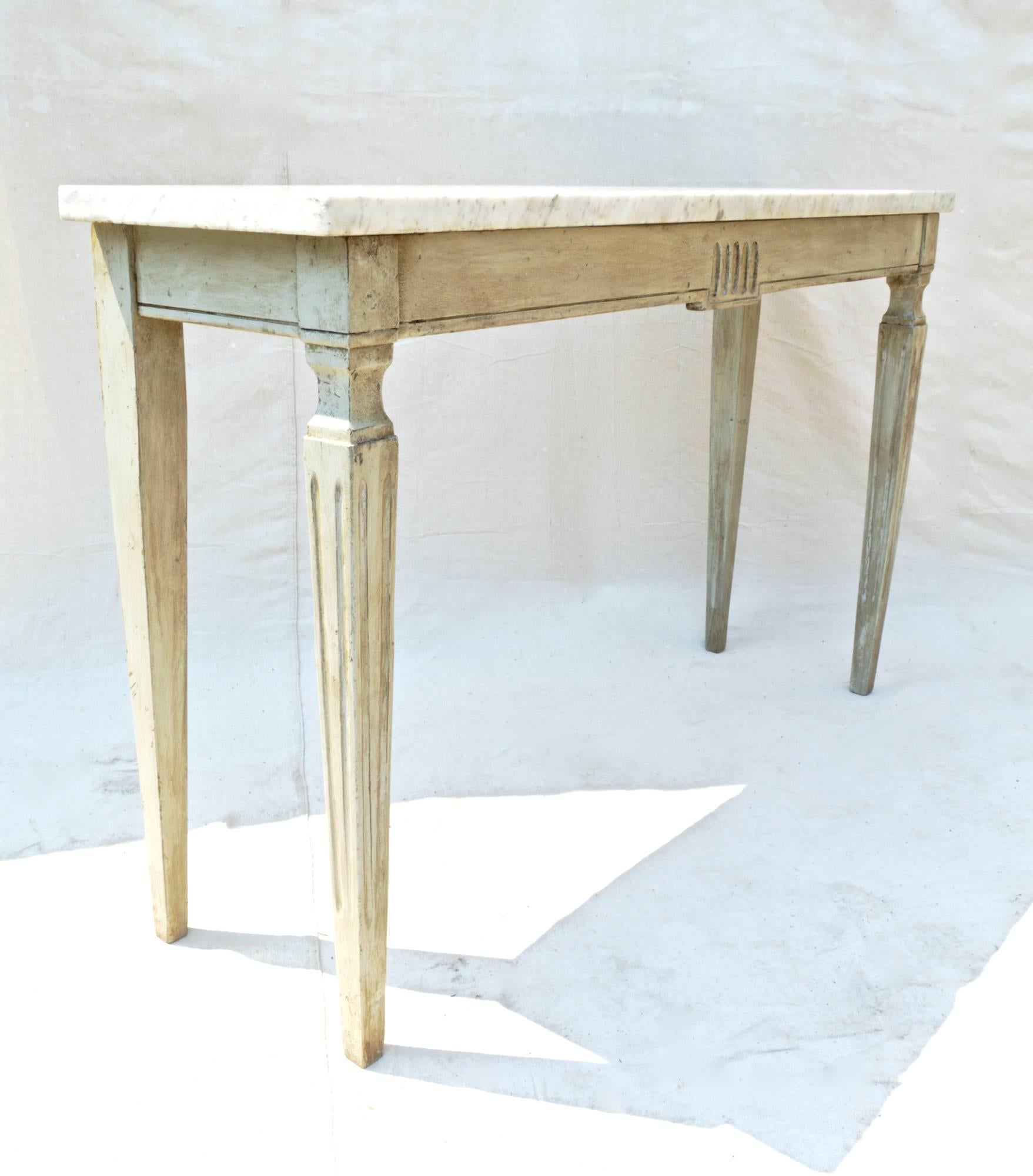 Marble Top Console in Dove Grey In Good Condition In Charlottesville, VA