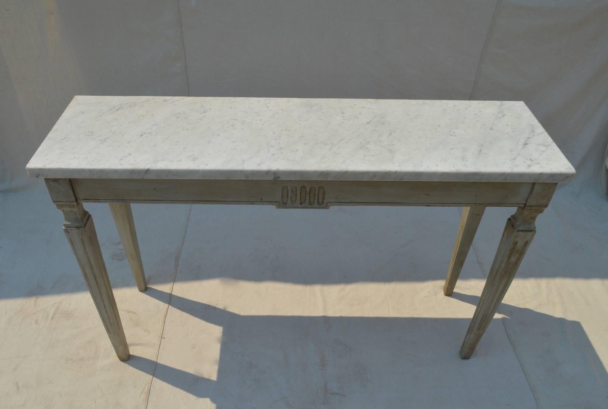 American Marble Top Console in Dove Grey