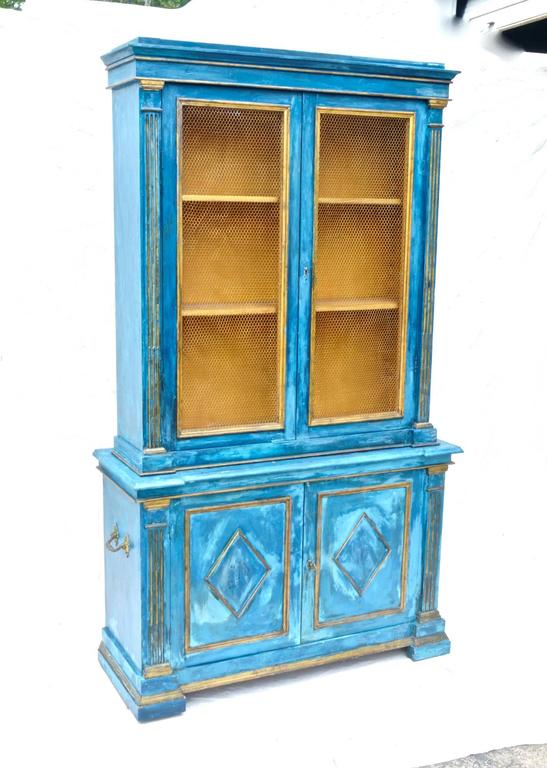 Italian Breakfront in Mediterranean Blue For Sale at 1stdibs