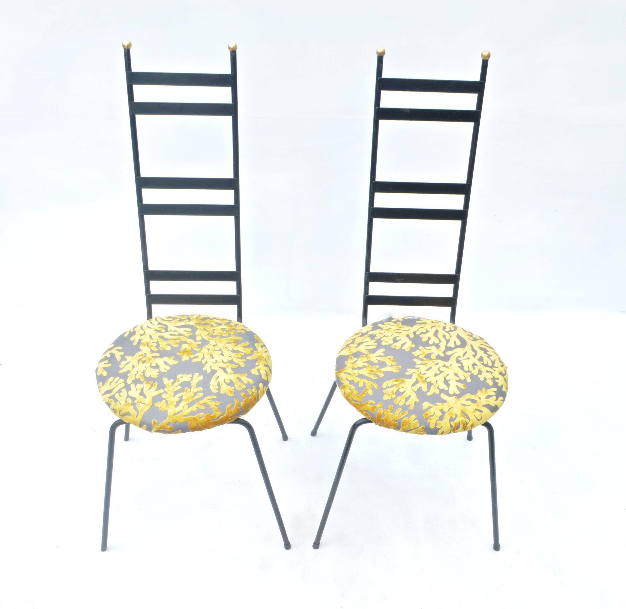 Mid-Century Modern  Pair of Tall Back Bistro Chairs in the Manner of Umanoff For Sale