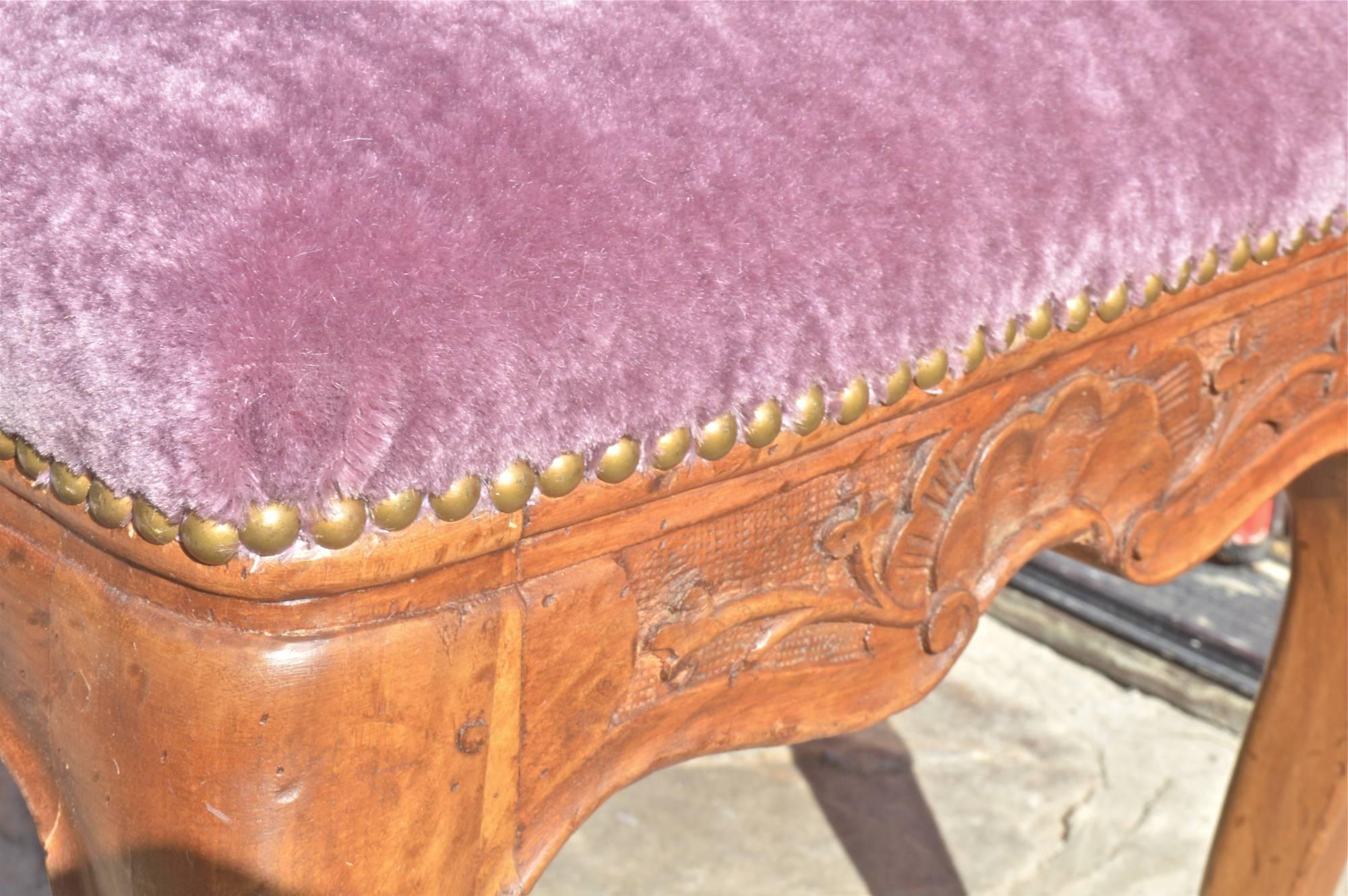 20th Century Italian Bench in Aubergine Mohair