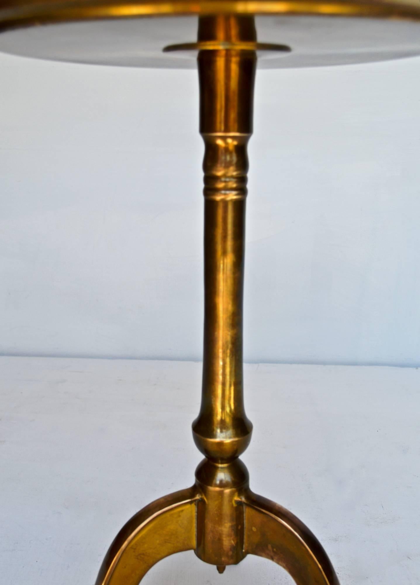 Brass Cocktail Table Having Tripod Base In Good Condition In Charlottesville, VA
