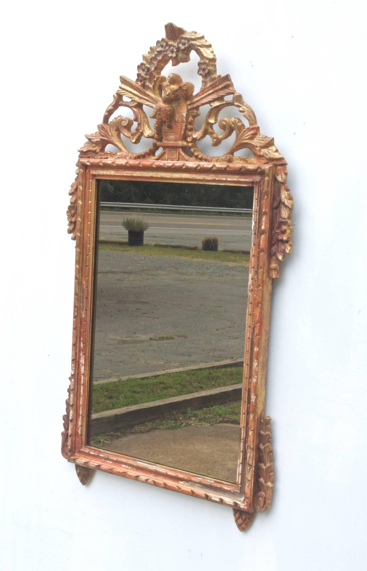 20th Century Louis XVI Mirror with Distressed Finish For Sale