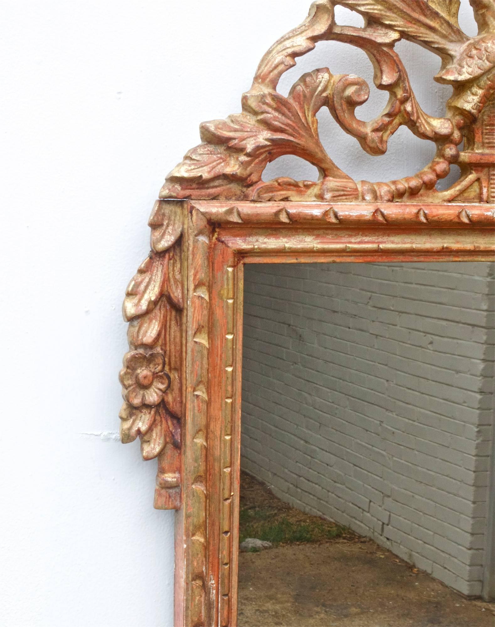 Louis XVI Mirror with Distressed Finish In Good Condition For Sale In Charlottesville, VA