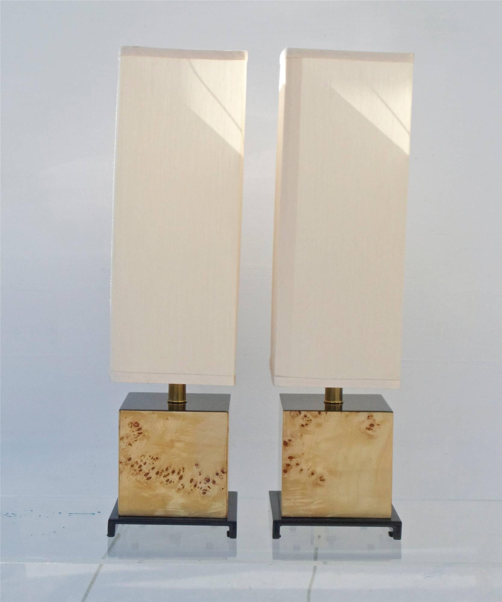 Modern Boudior Lamps of Maple Burlwood