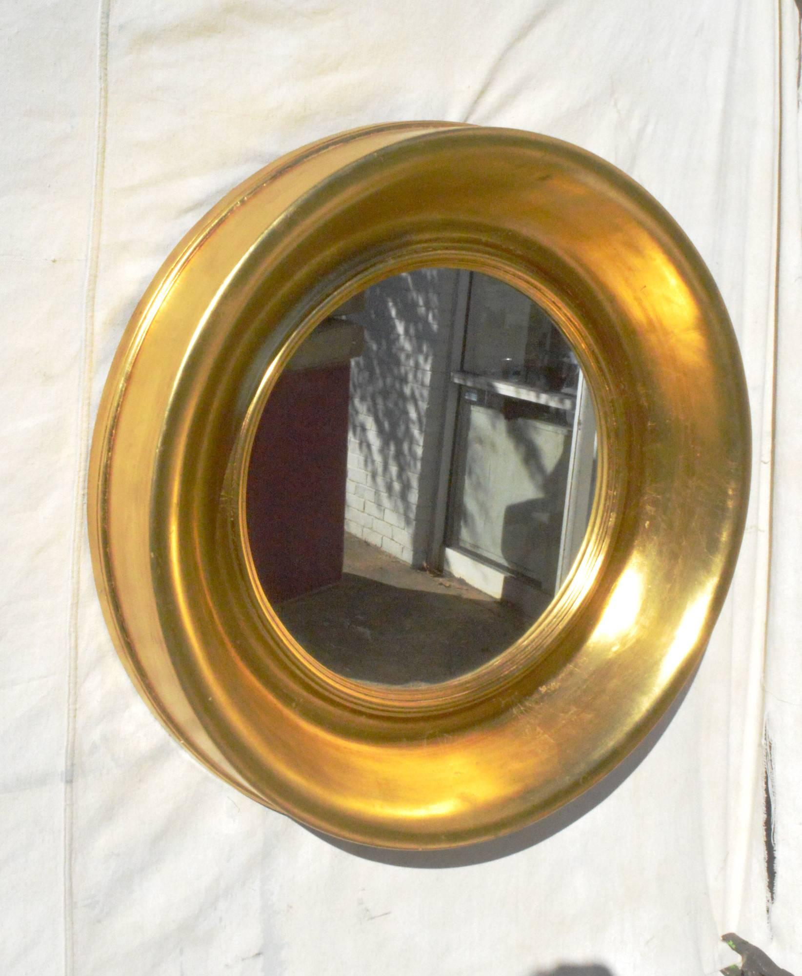 Hollywood Regency Mid-Century Gilt Mirror with Deep Frame