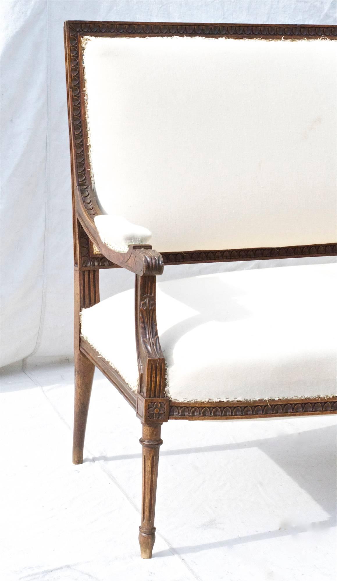 Carved French Settee in the Louis XVI Taste