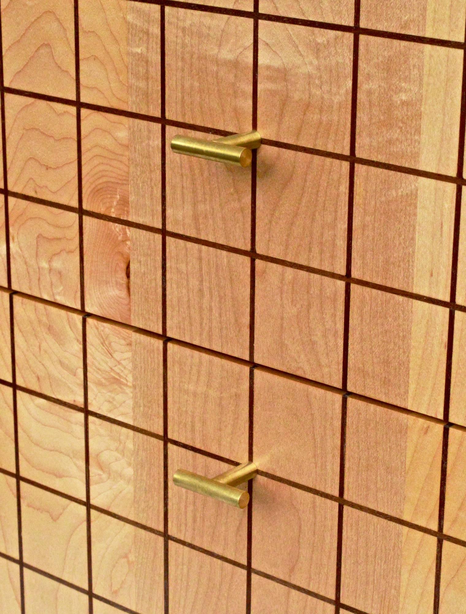 Wood Grid Cabinet in Maple by Tate Pray For Sale