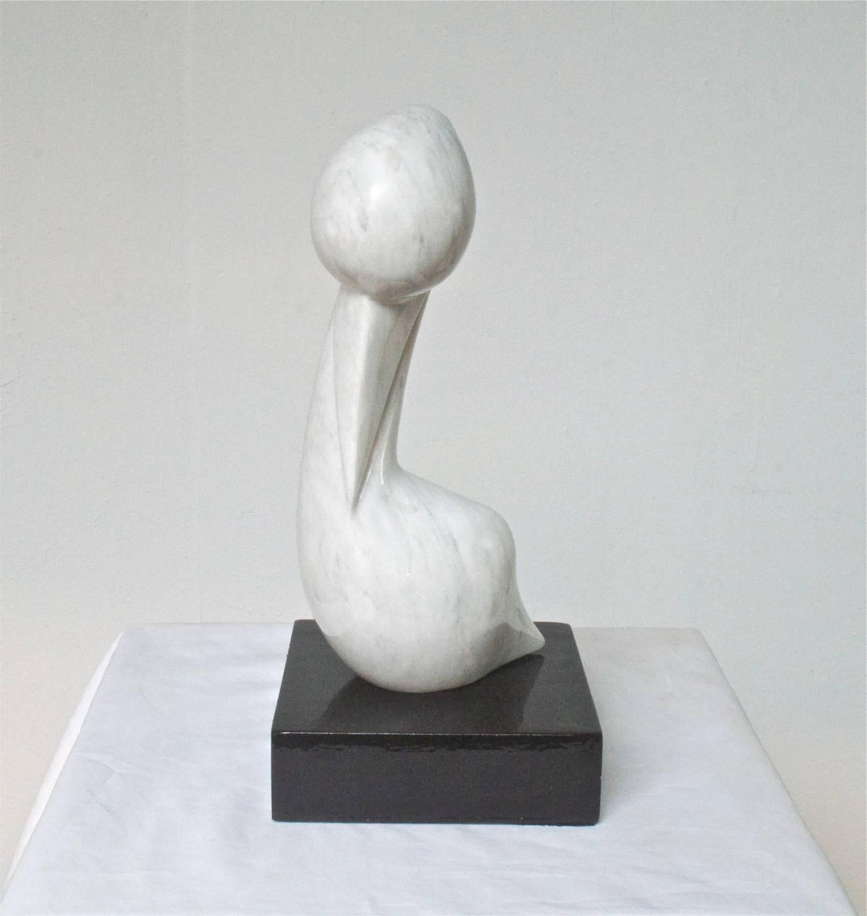 Carved Abstract Marble Sculpture of a Pelican For Sale