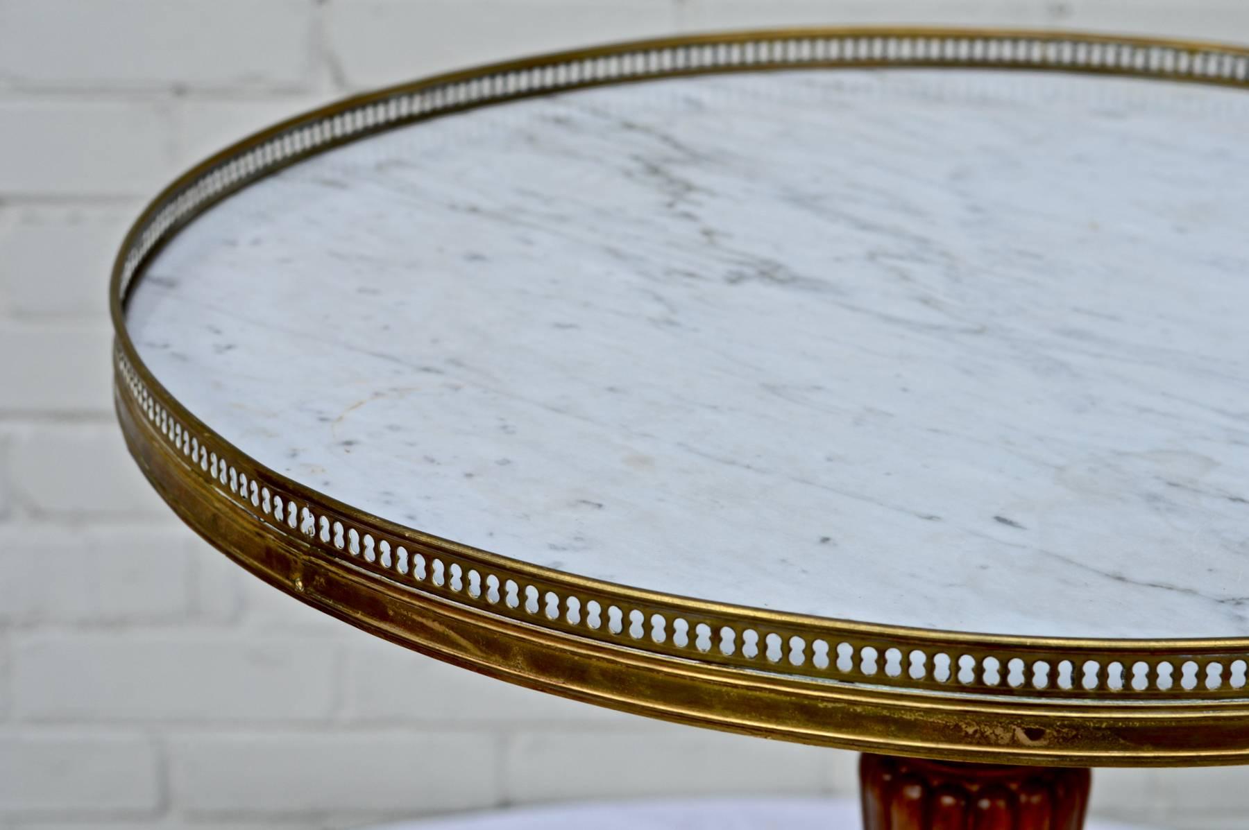 French Gueridon Table with Carrara Marble Top 2