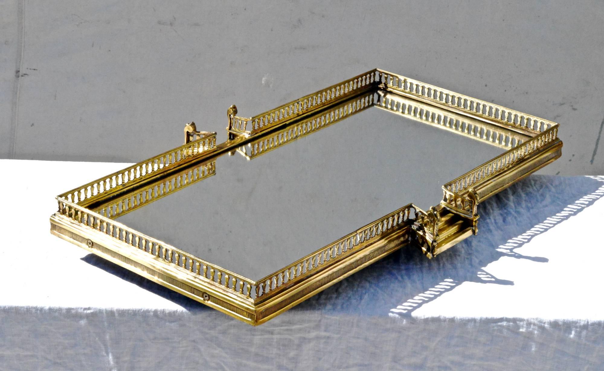 American Brass Serving Tray/Plateau with Stairs