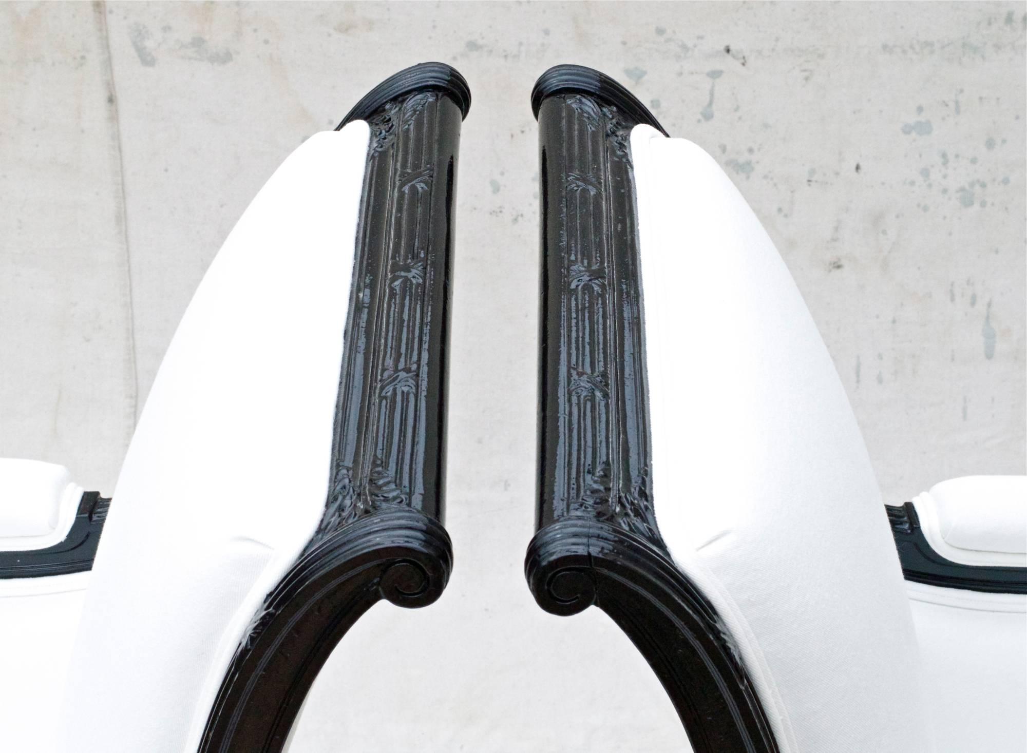 Directoire Styled Library Chairs in Black and White 5