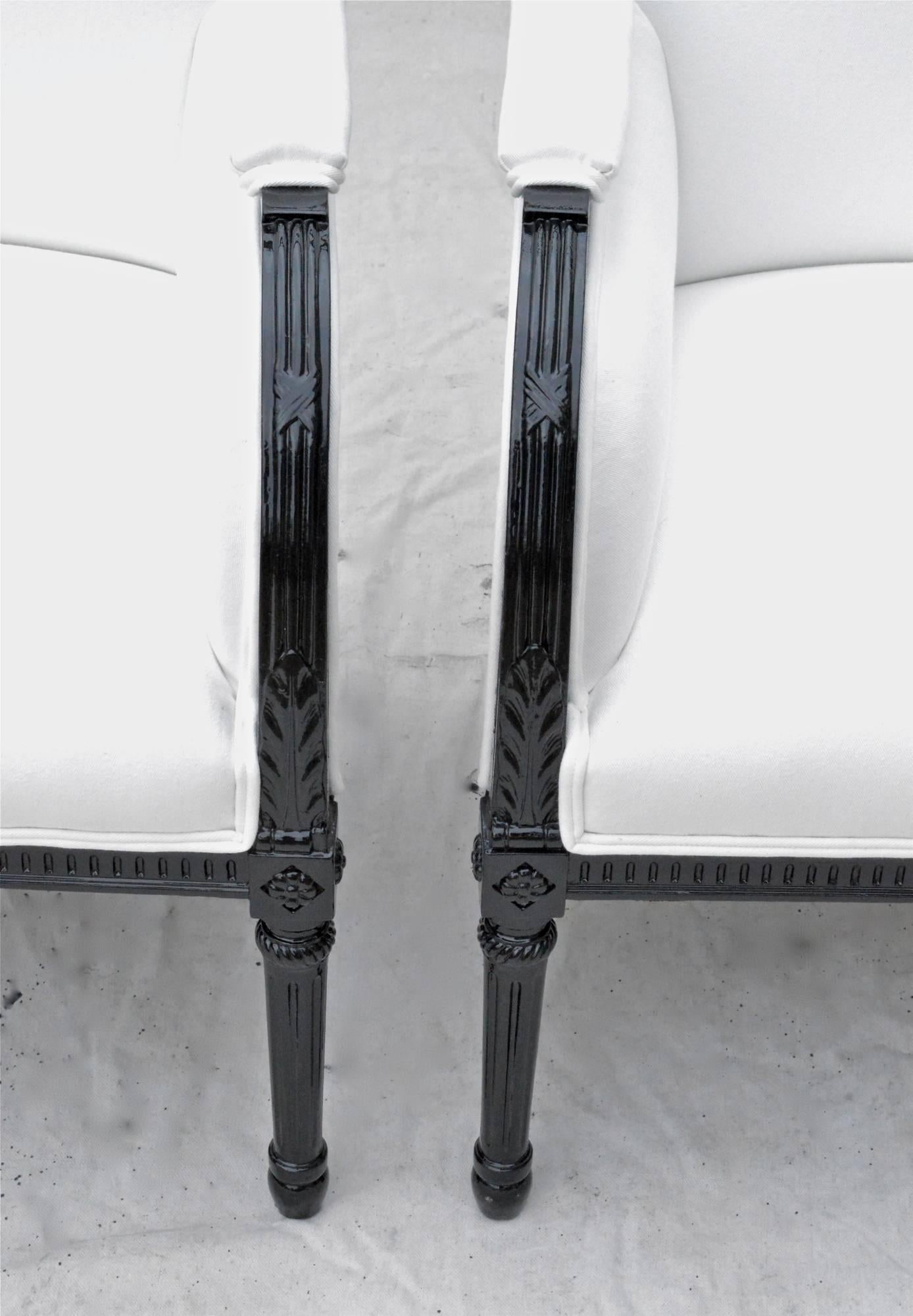 Directoire Styled Library Chairs in Black and White 2