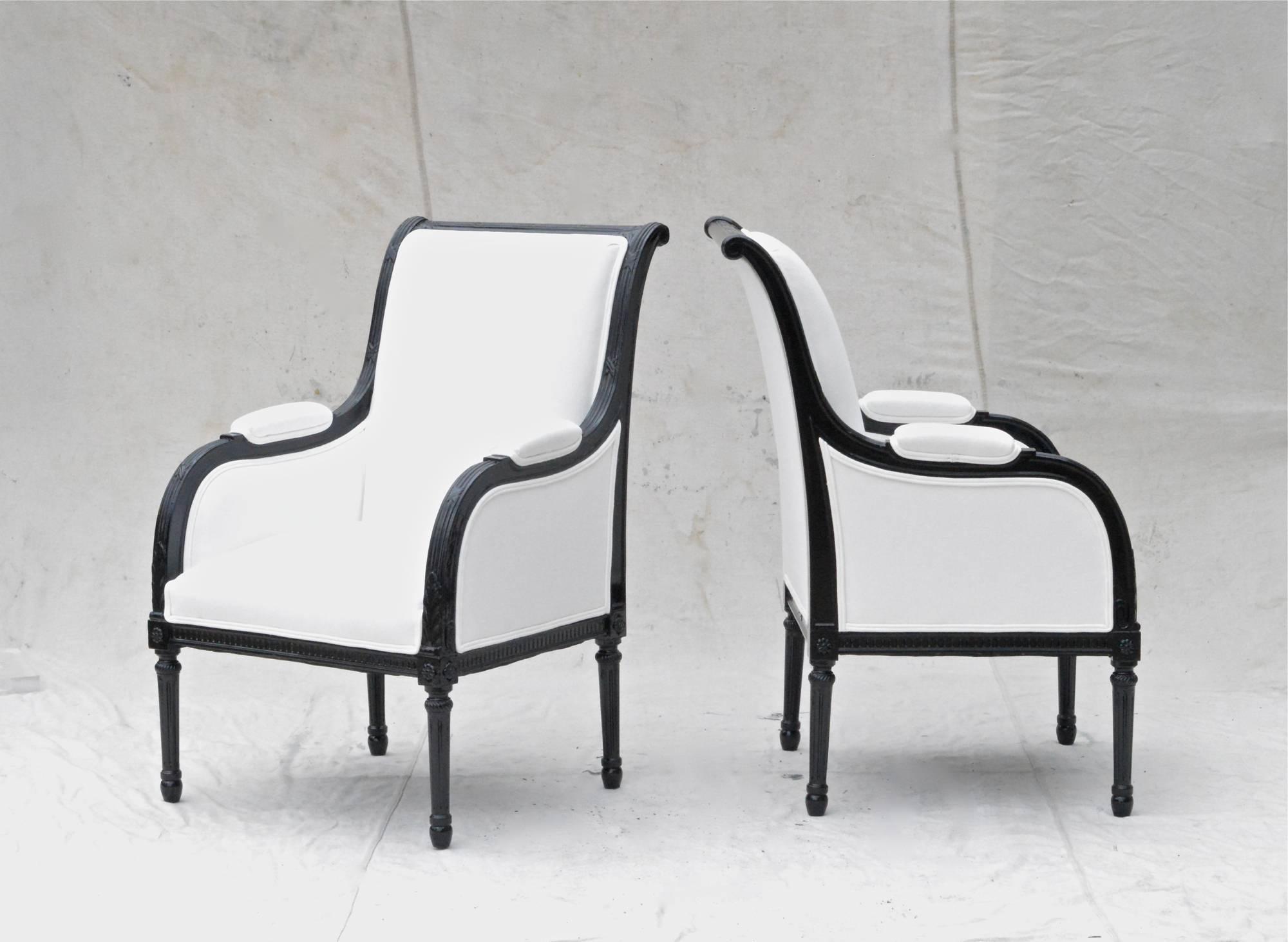Spanish Directoire Styled Library Chairs in Black and White