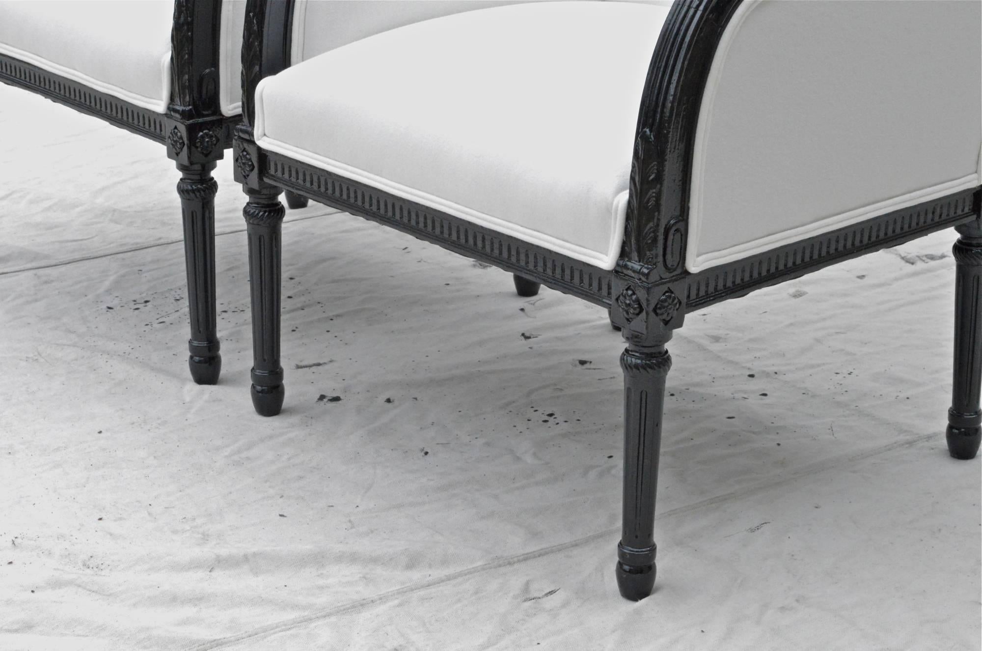 Directoire Styled Library Chairs in Black and White 3
