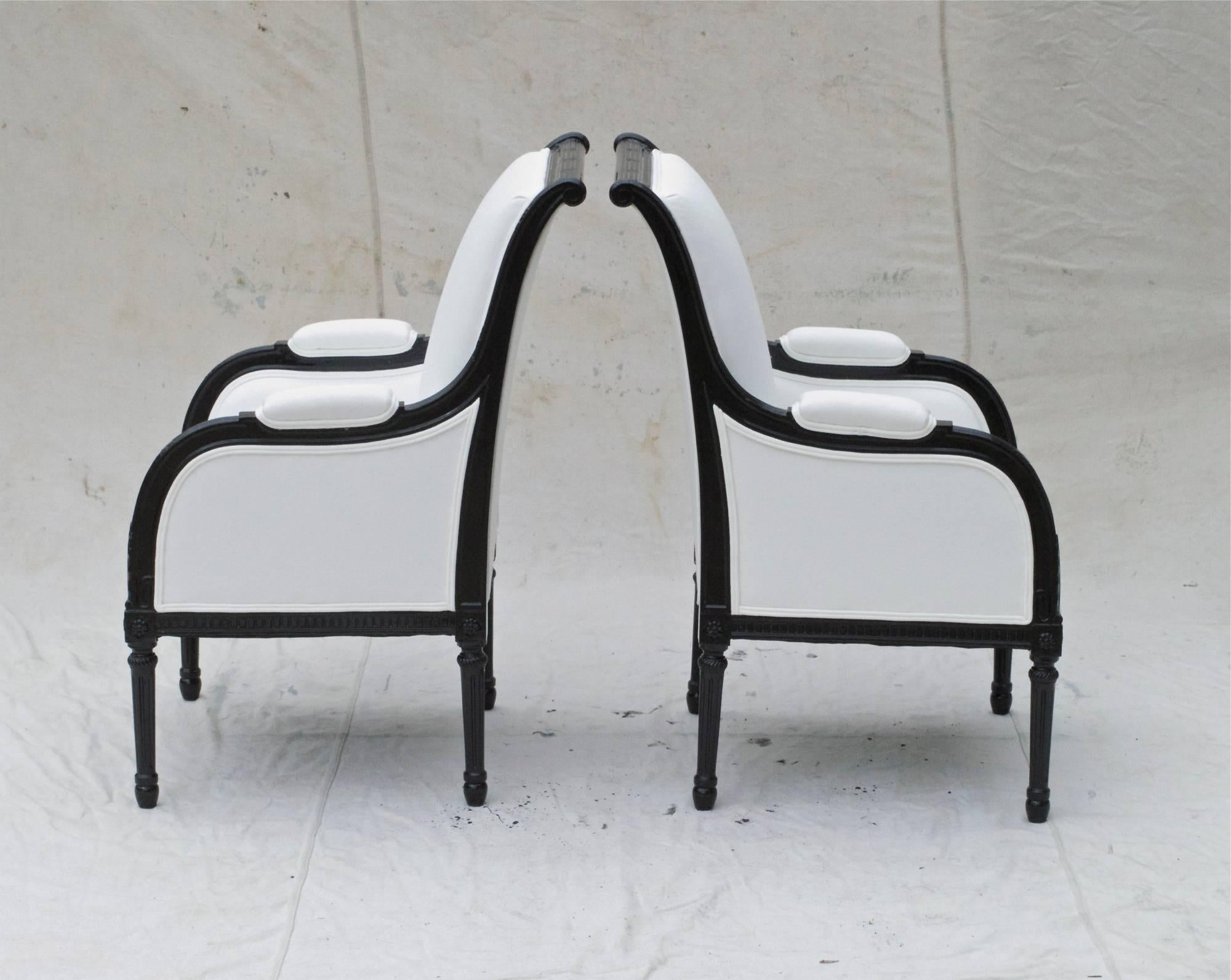 Directoire Styled Library Chairs in Black and White 1