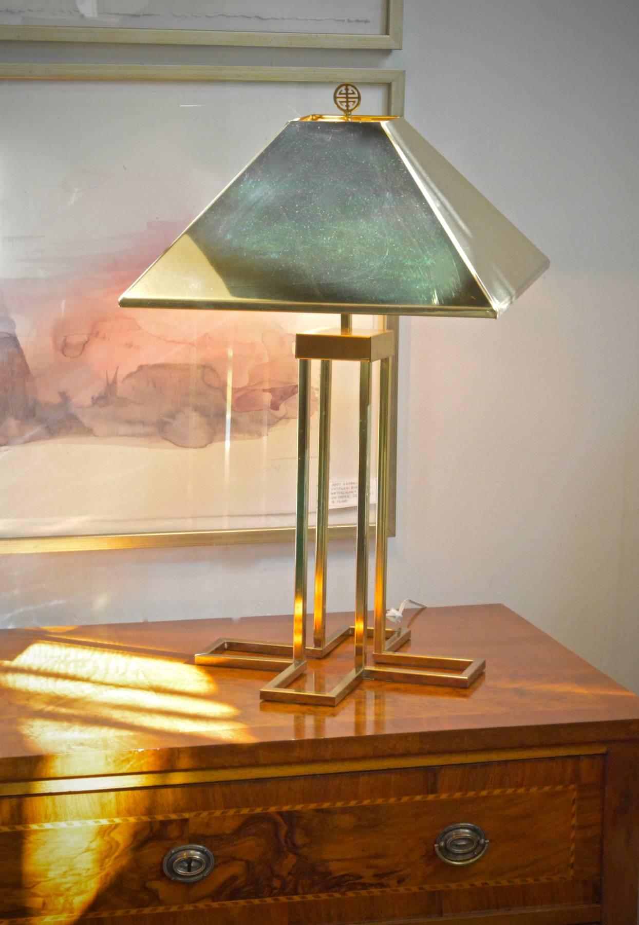 American Brass Table Lamp by C. Jere, Signed