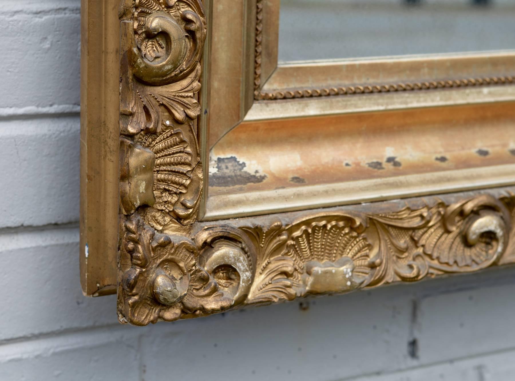 19th Century American Water Gilt and Plaster Mirror