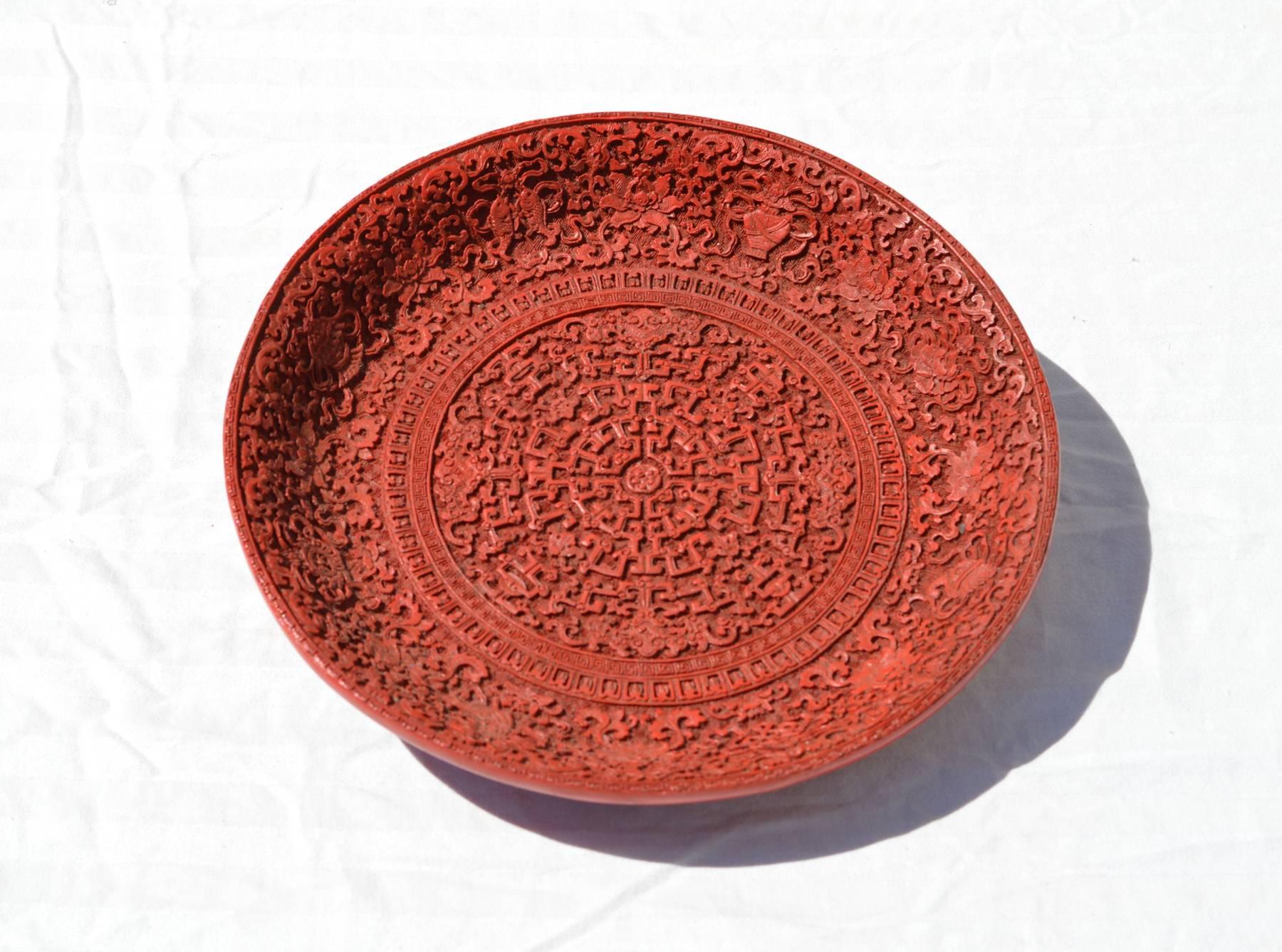 Chinese Export Cinnabar Charger