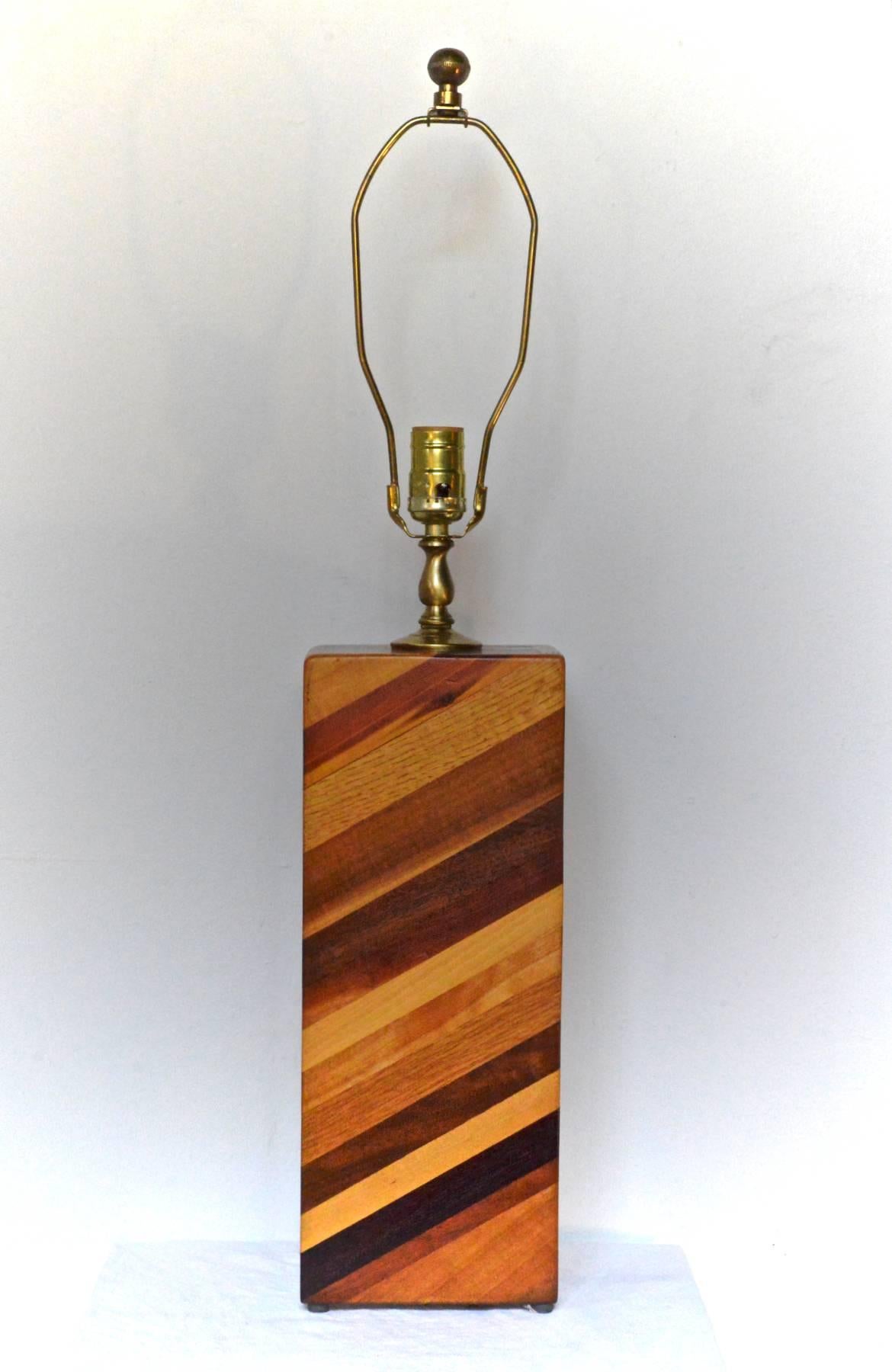 Organic Modern Studio Made Lamp of Mixed Woods