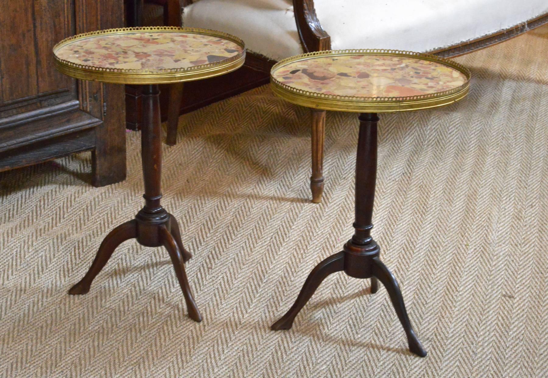 Louis XVI Oval Marble Top Gueridon, Pair