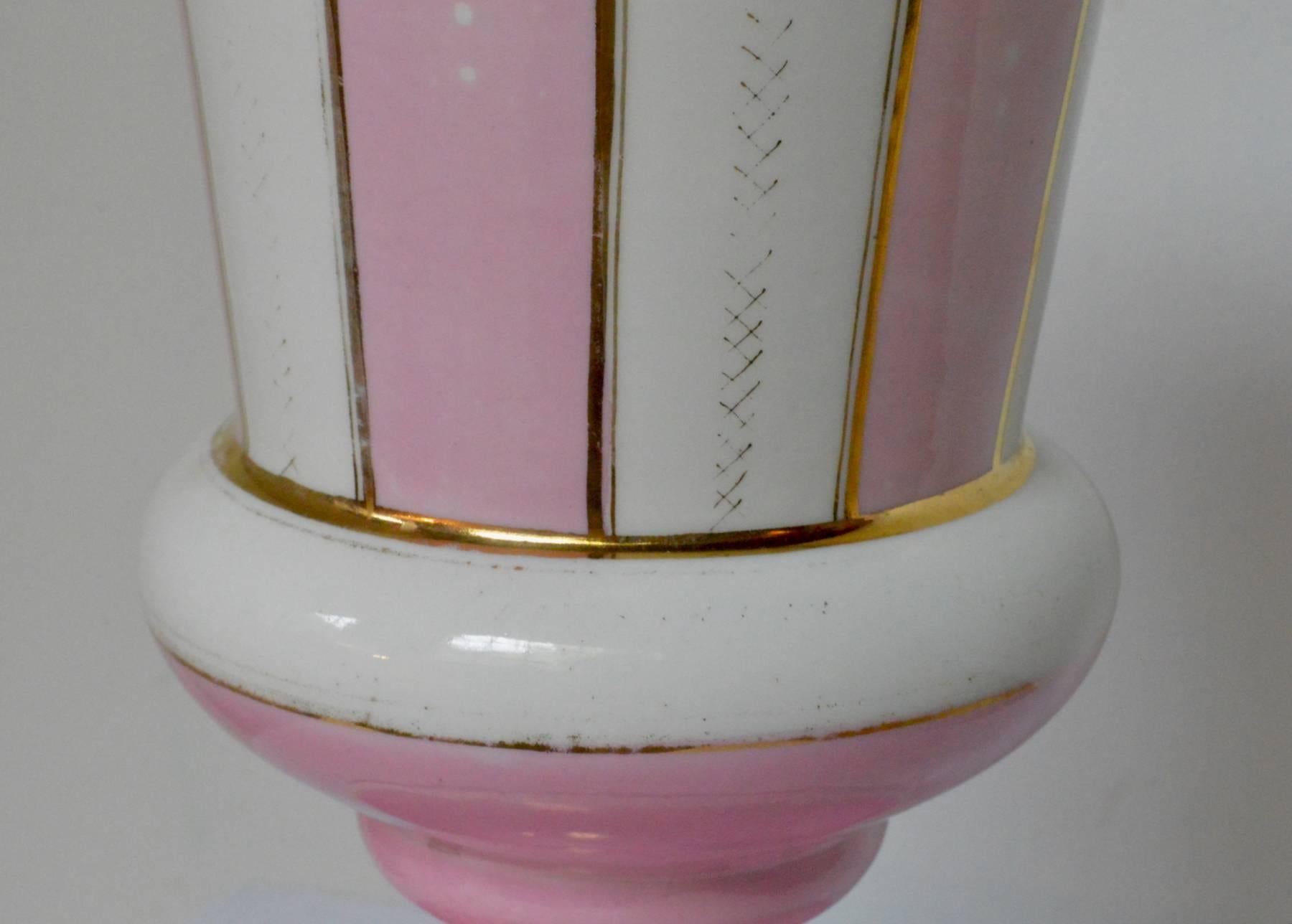 Fired Pink Jardinières on Lucite, a Pair
