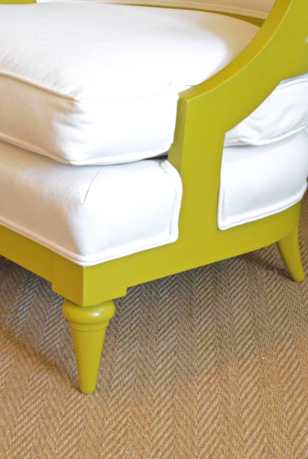 American Pair of Slipper Chairs in Chartreuse