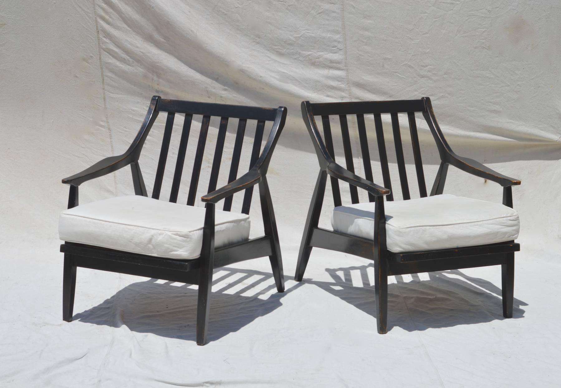 Ebonized Lounge Chairs, a Pair In Good Condition In Charlottesville, VA