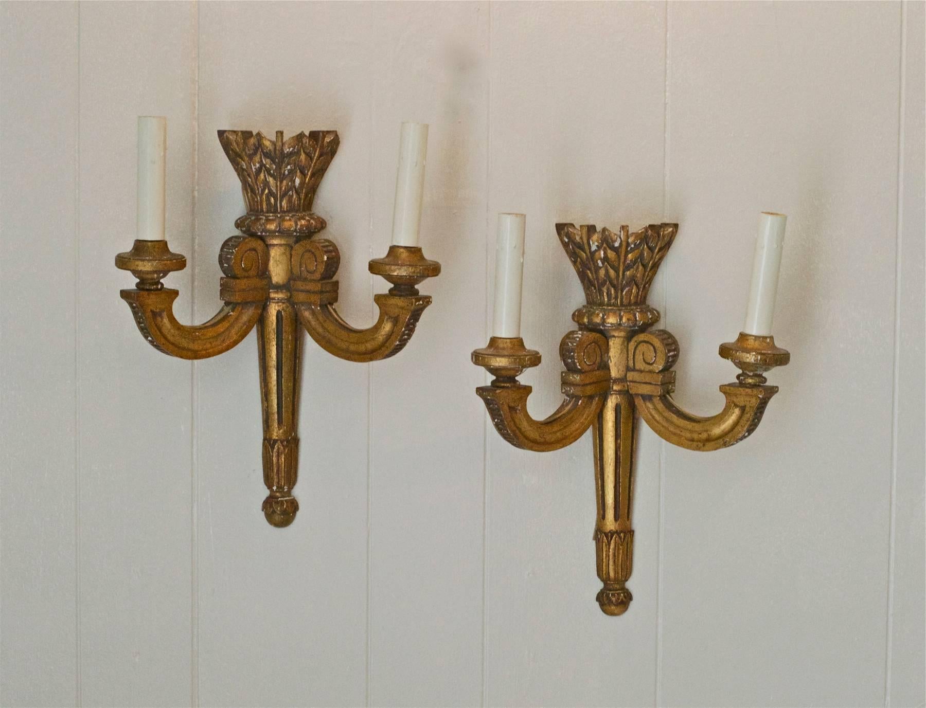 Louis XVI 19th Century French Giltwood Sconces For Sale