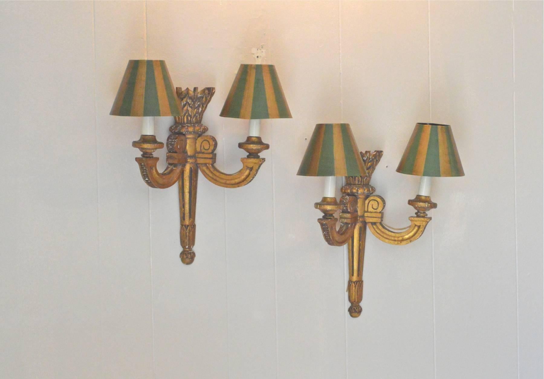 Carved 19th Century French Giltwood Sconces For Sale