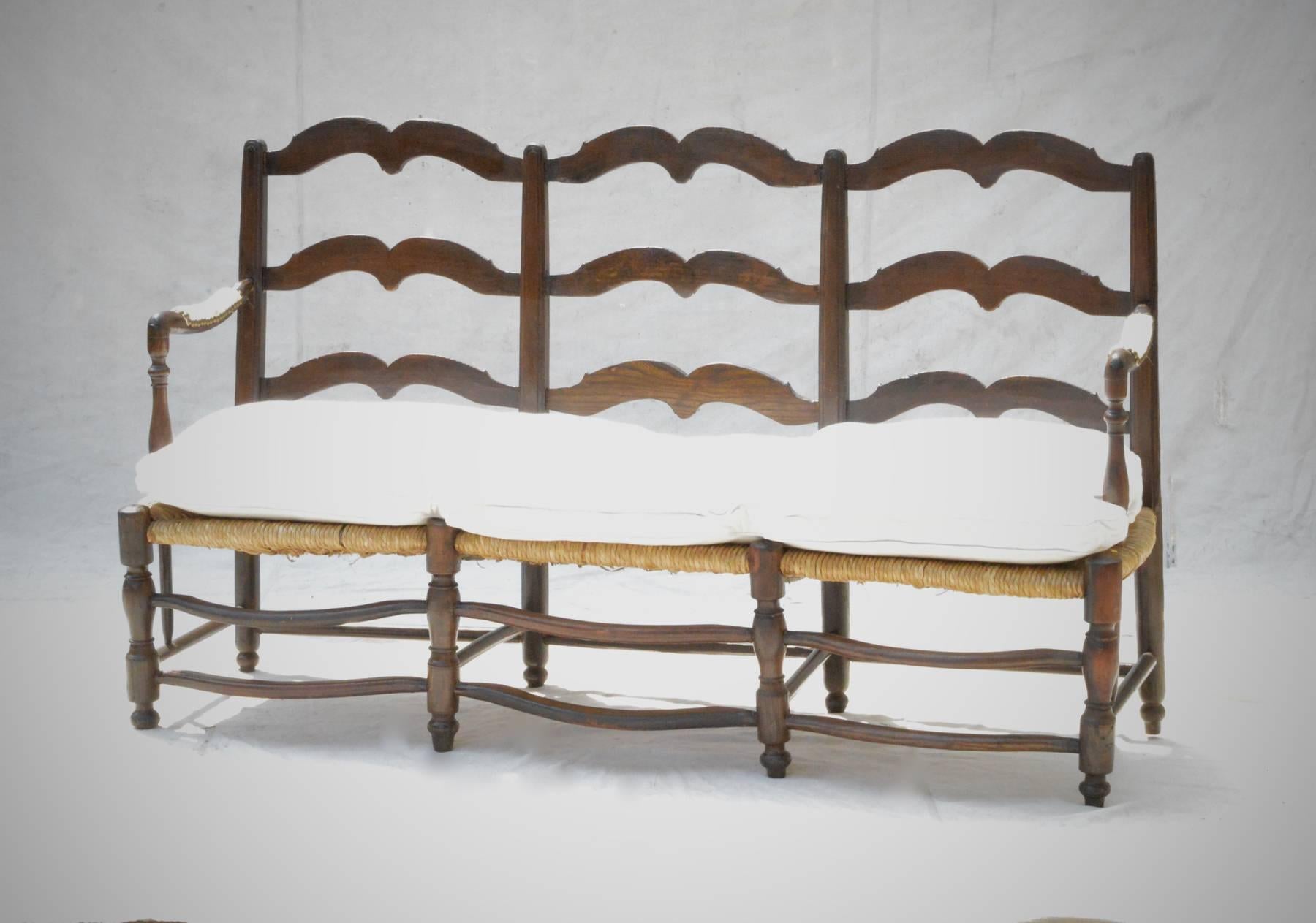 Rustic Triple Back 19th Century French Provincial Bench