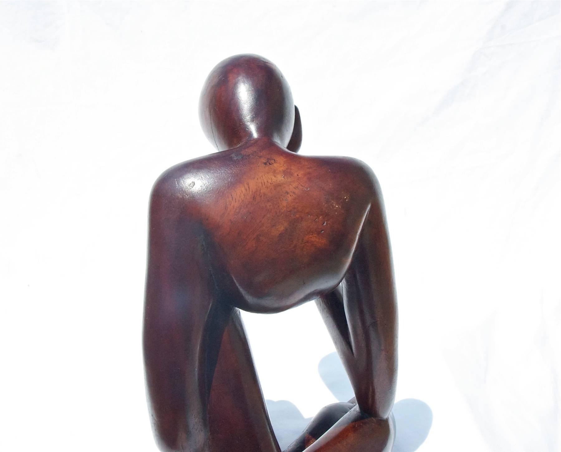 20th Century Modernist Figural Sculpture of Mahogany