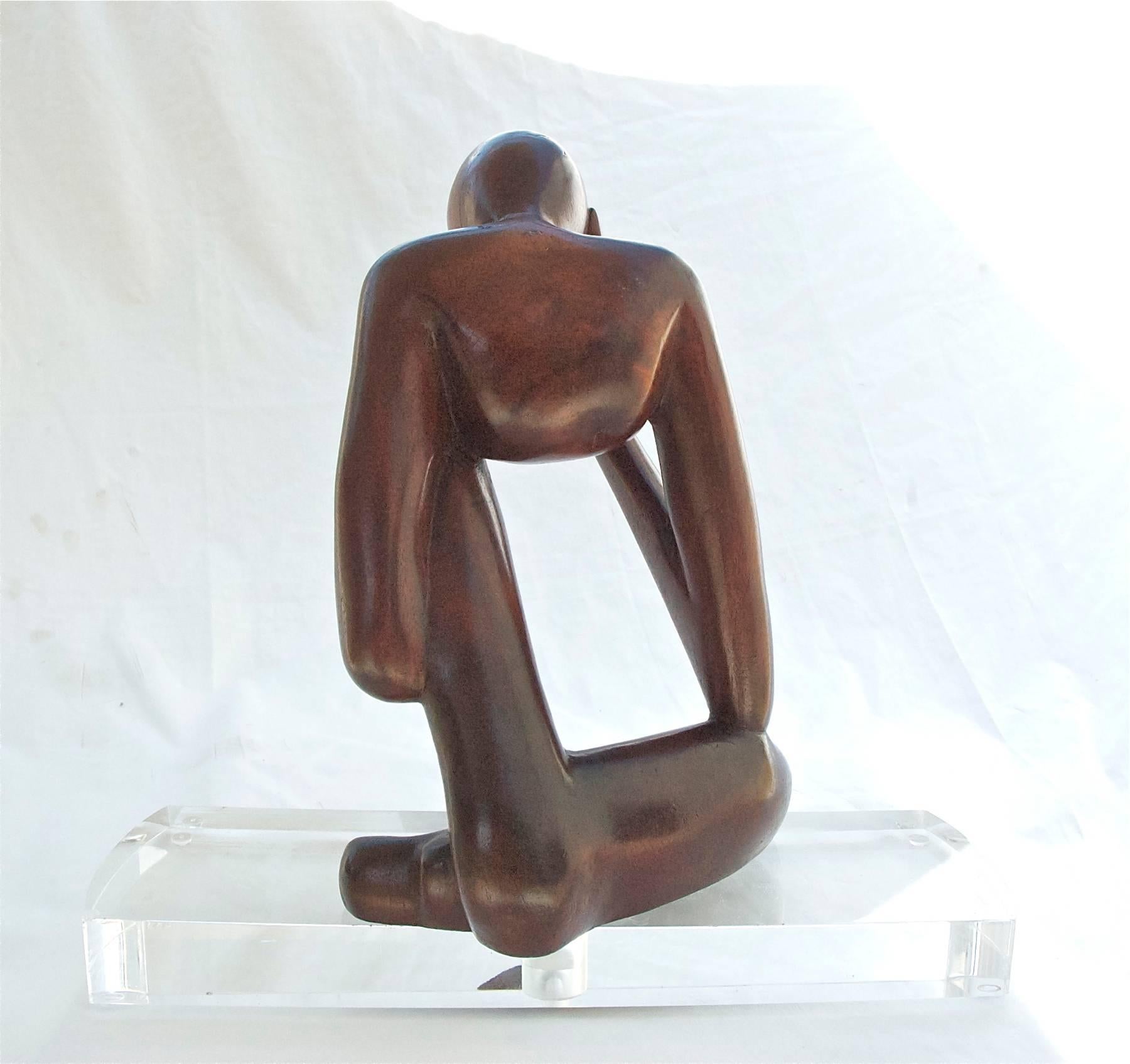 Modernist Figural Sculpture of Mahogany In Good Condition In Charlottesville, VA