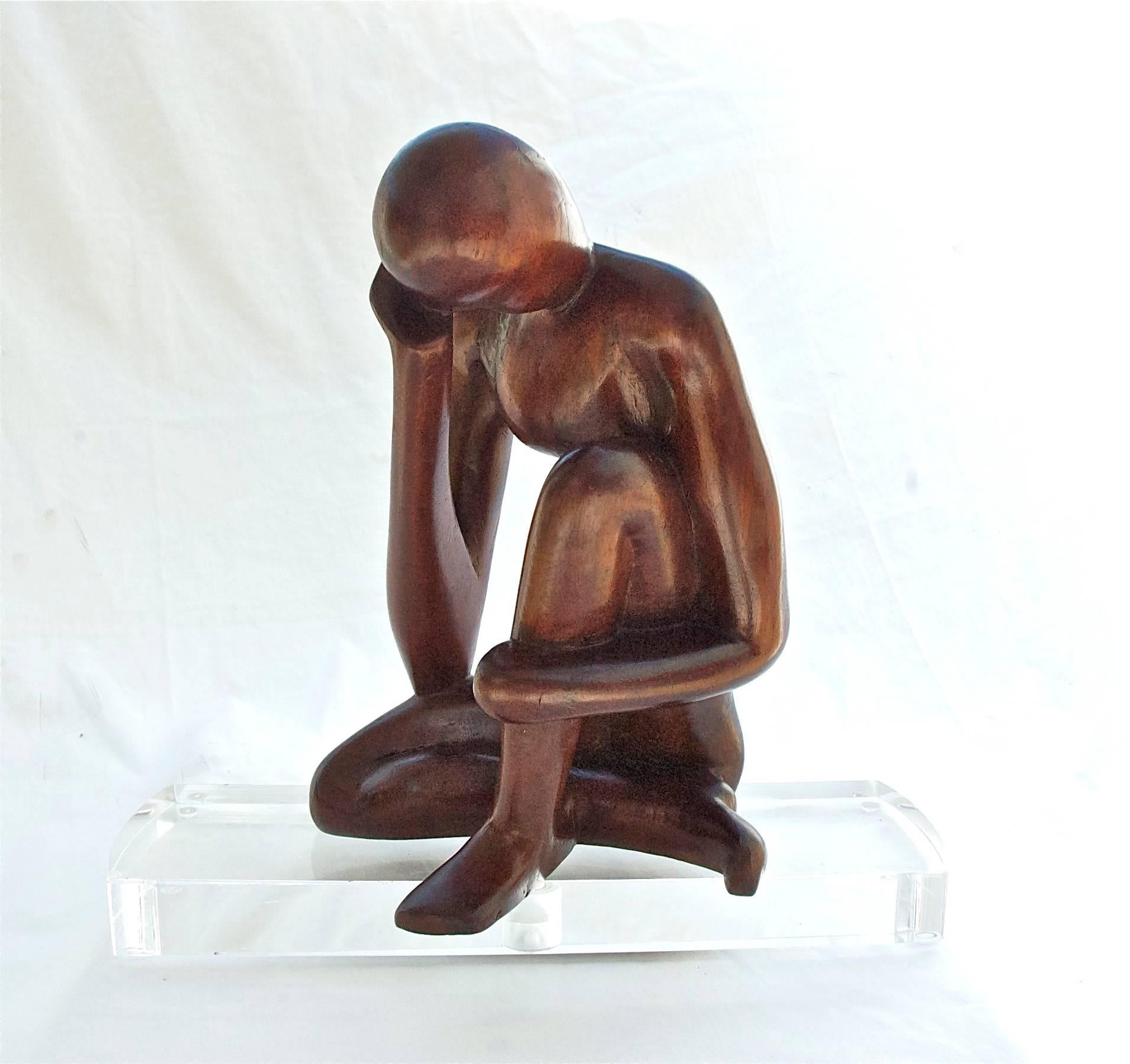 American Modernist Figural Sculpture of Mahogany