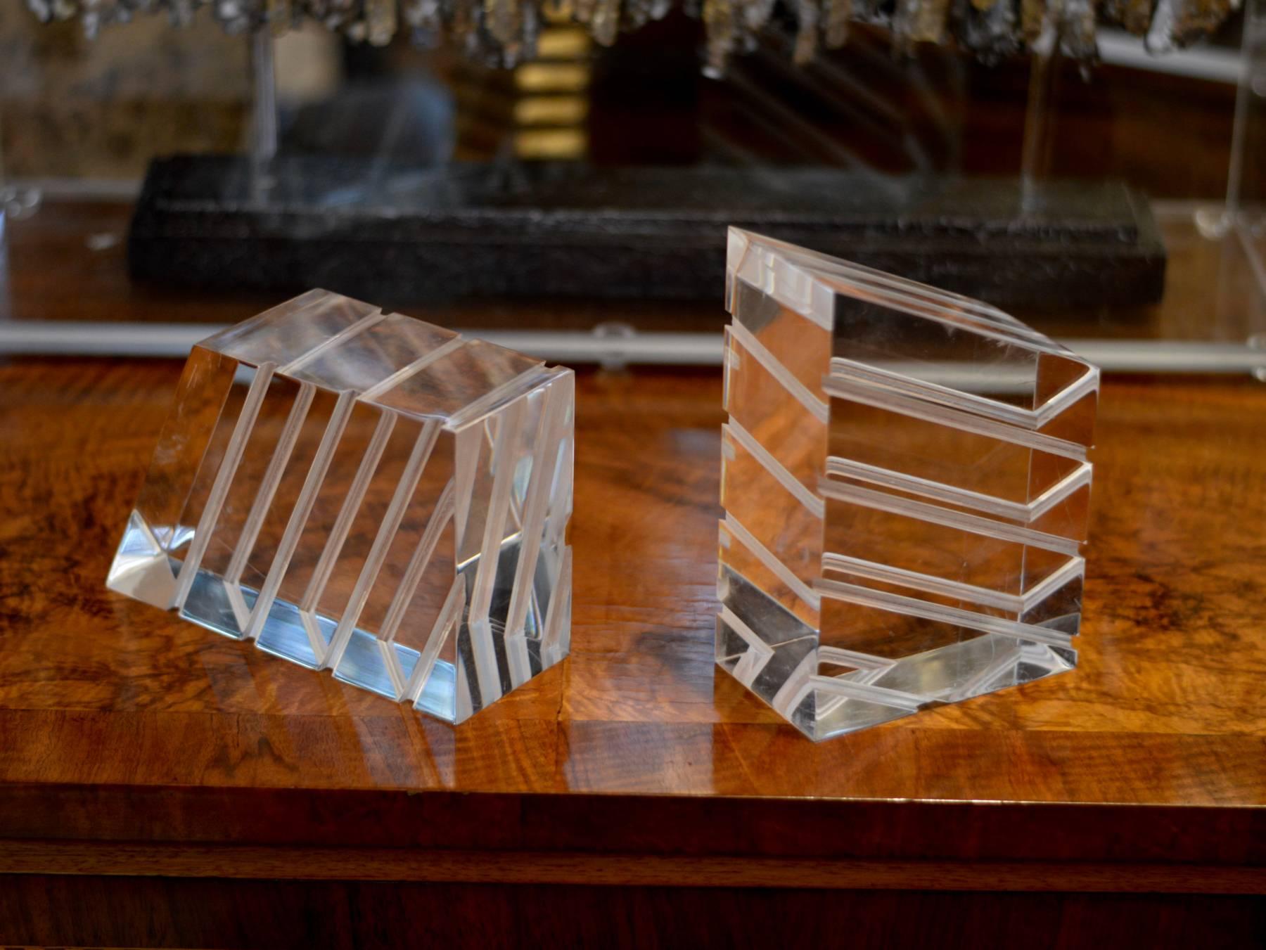 lucite book ends