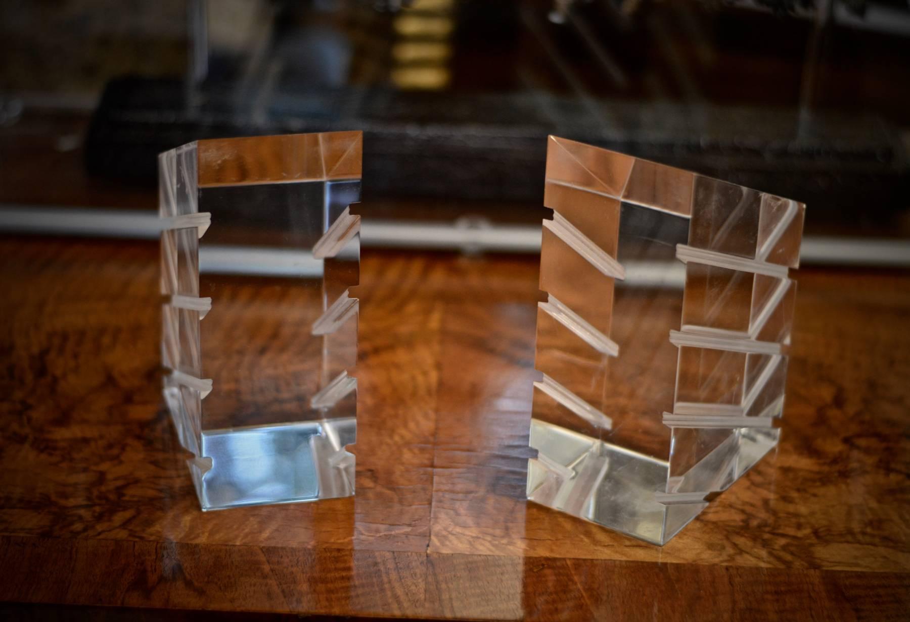 Lucite Bookends by Astrolite For Sale 1