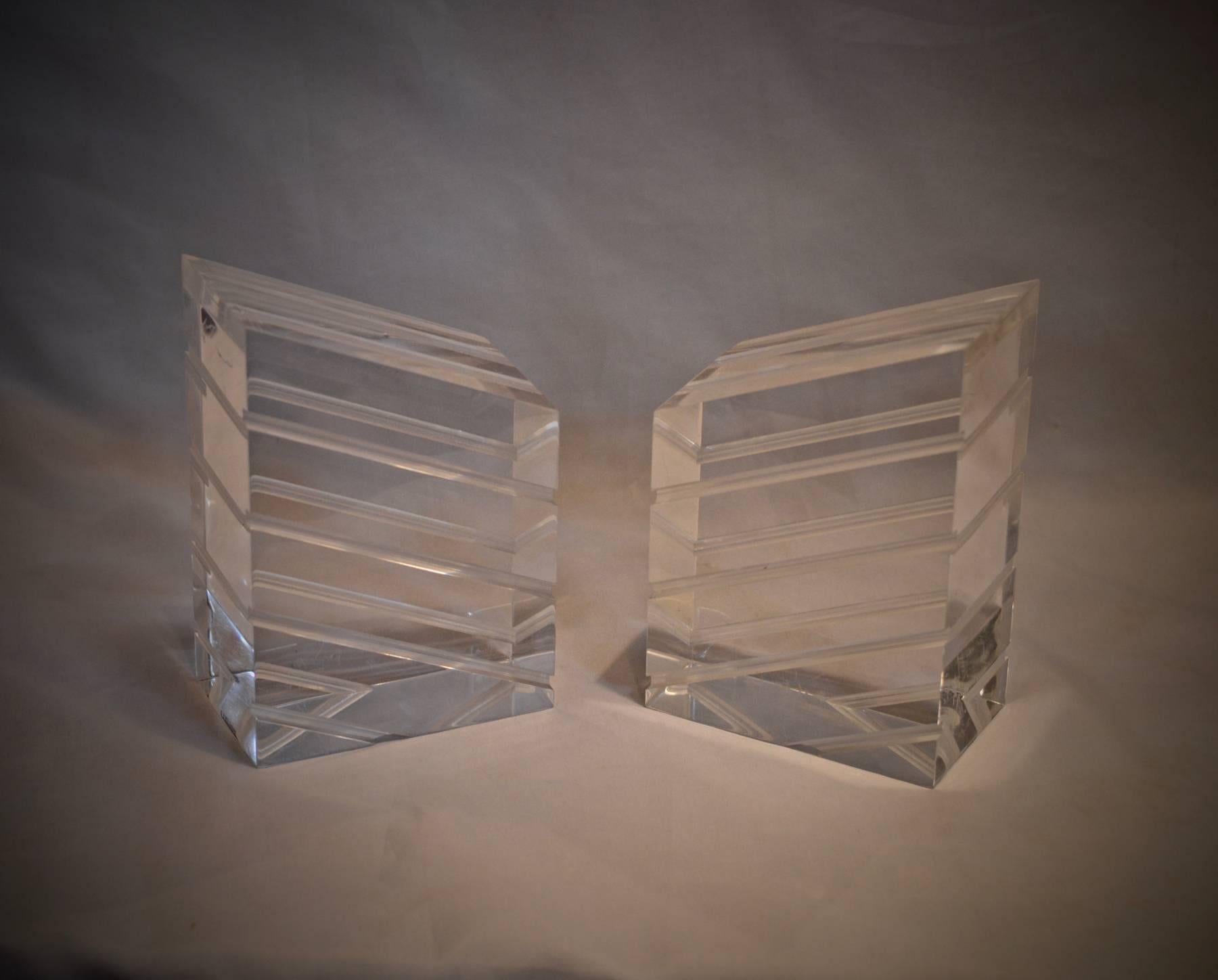 American Lucite Bookends by Astrolite For Sale