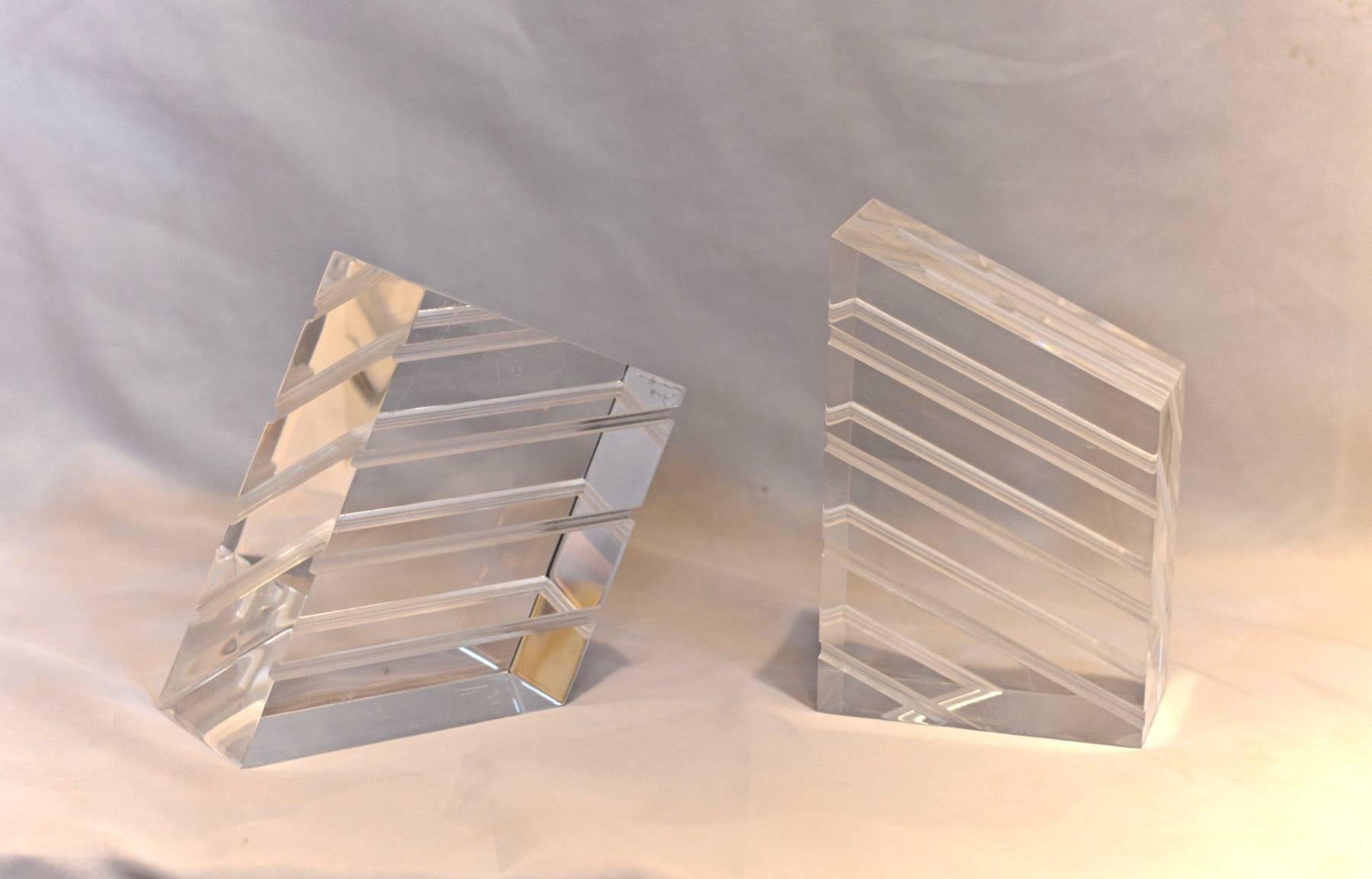 Lucite Bookends by Astrolite In Good Condition For Sale In Charlottesville, VA