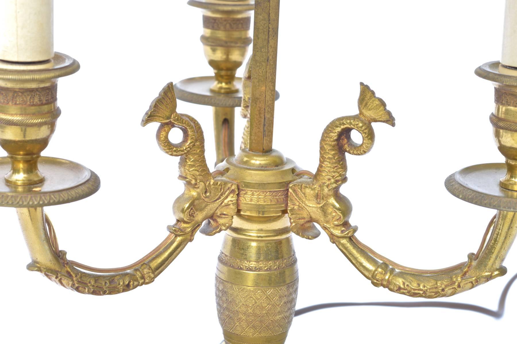 French Empire Style Bouillotte Table Lamp In Good Condition In Charlottesville, VA