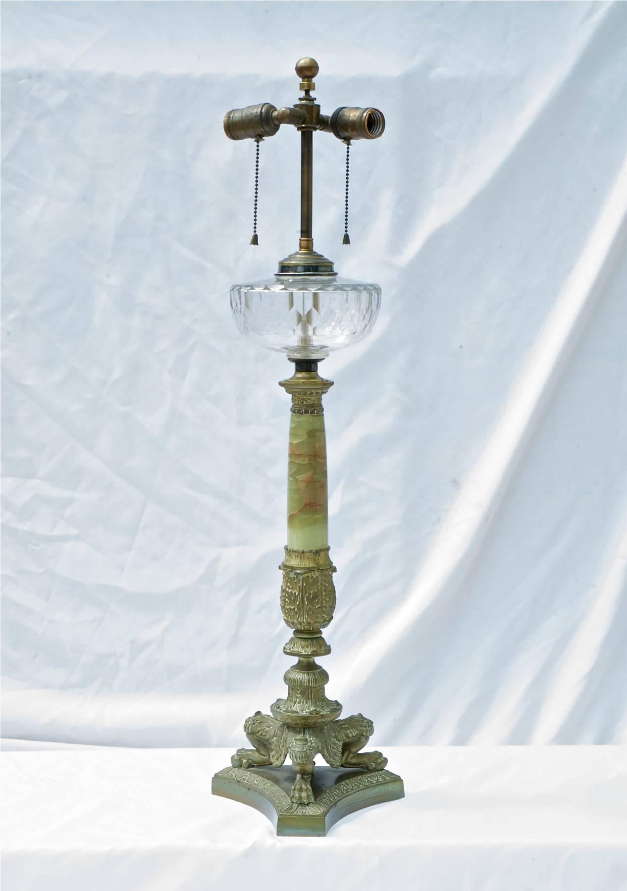 Other French Empire Table Lamp of Onyx and Bronze For Sale