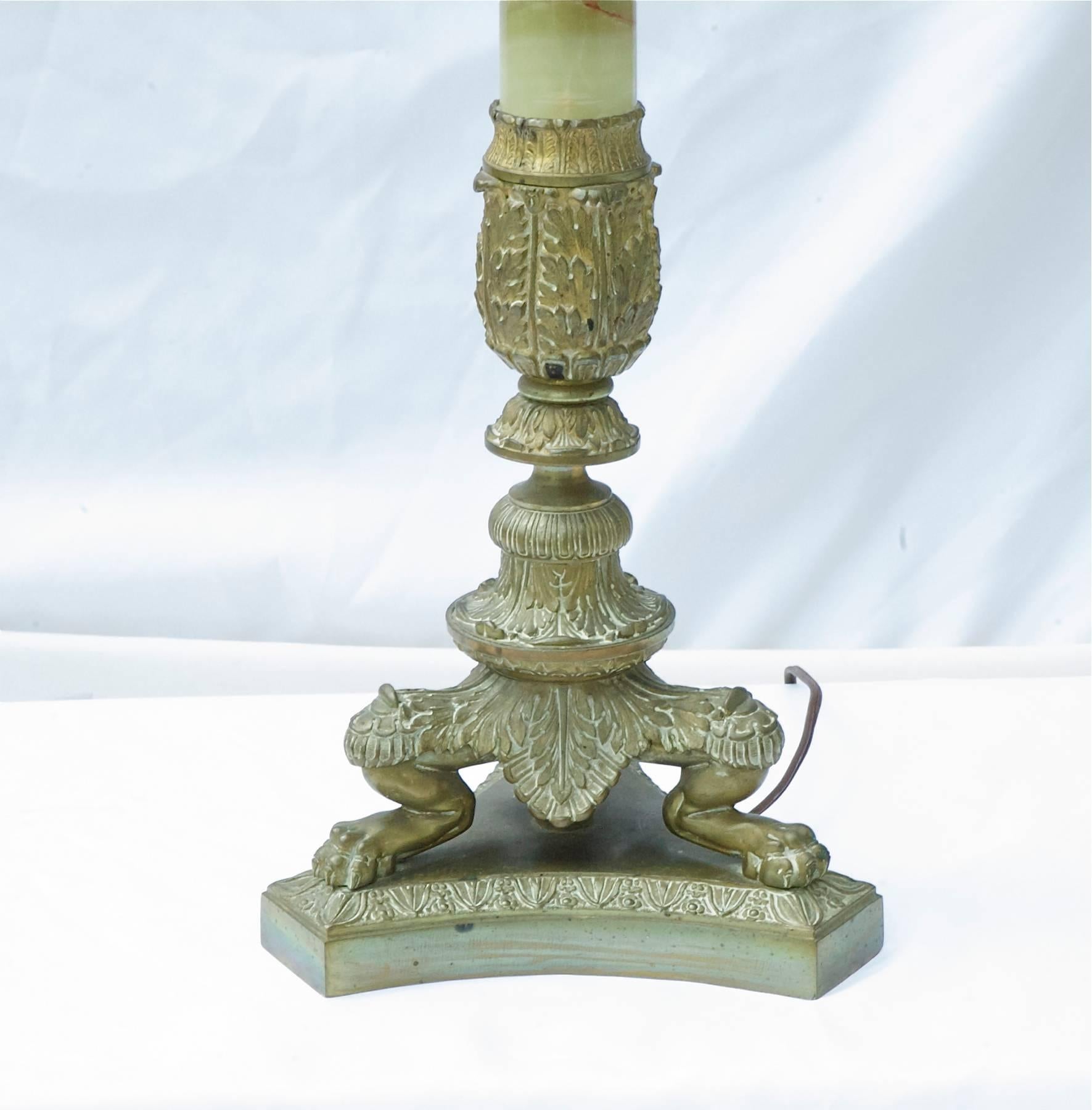 French Empire Table Lamp of Onyx and Bronze For Sale 2