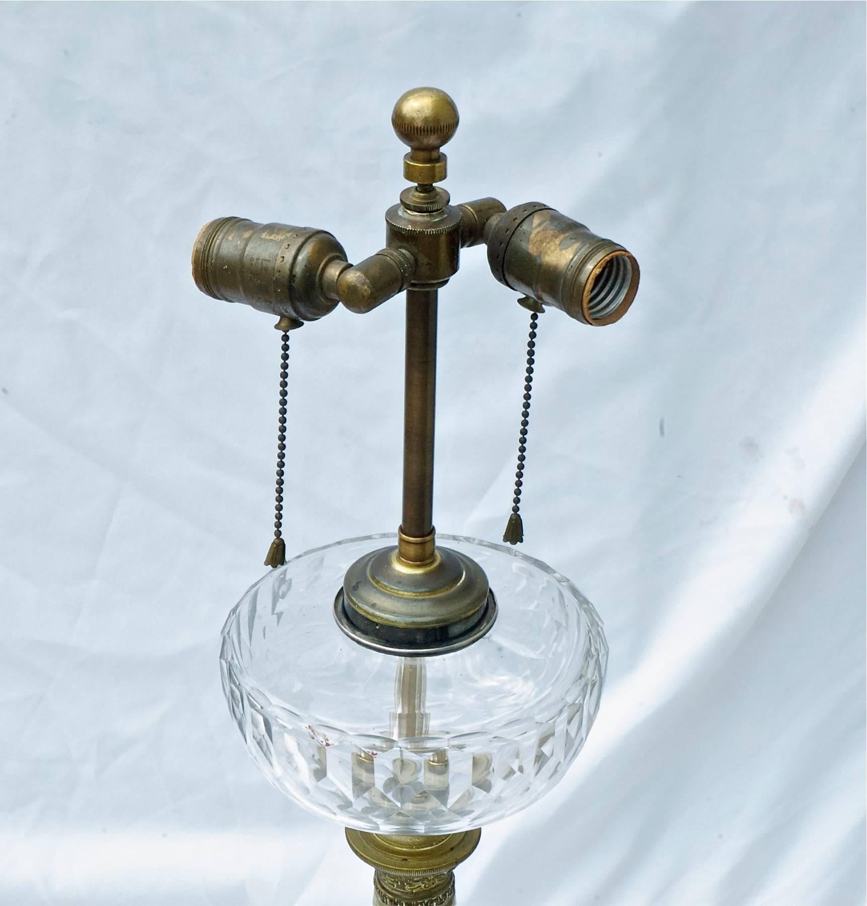 20th Century French Empire Table Lamp of Onyx and Bronze For Sale