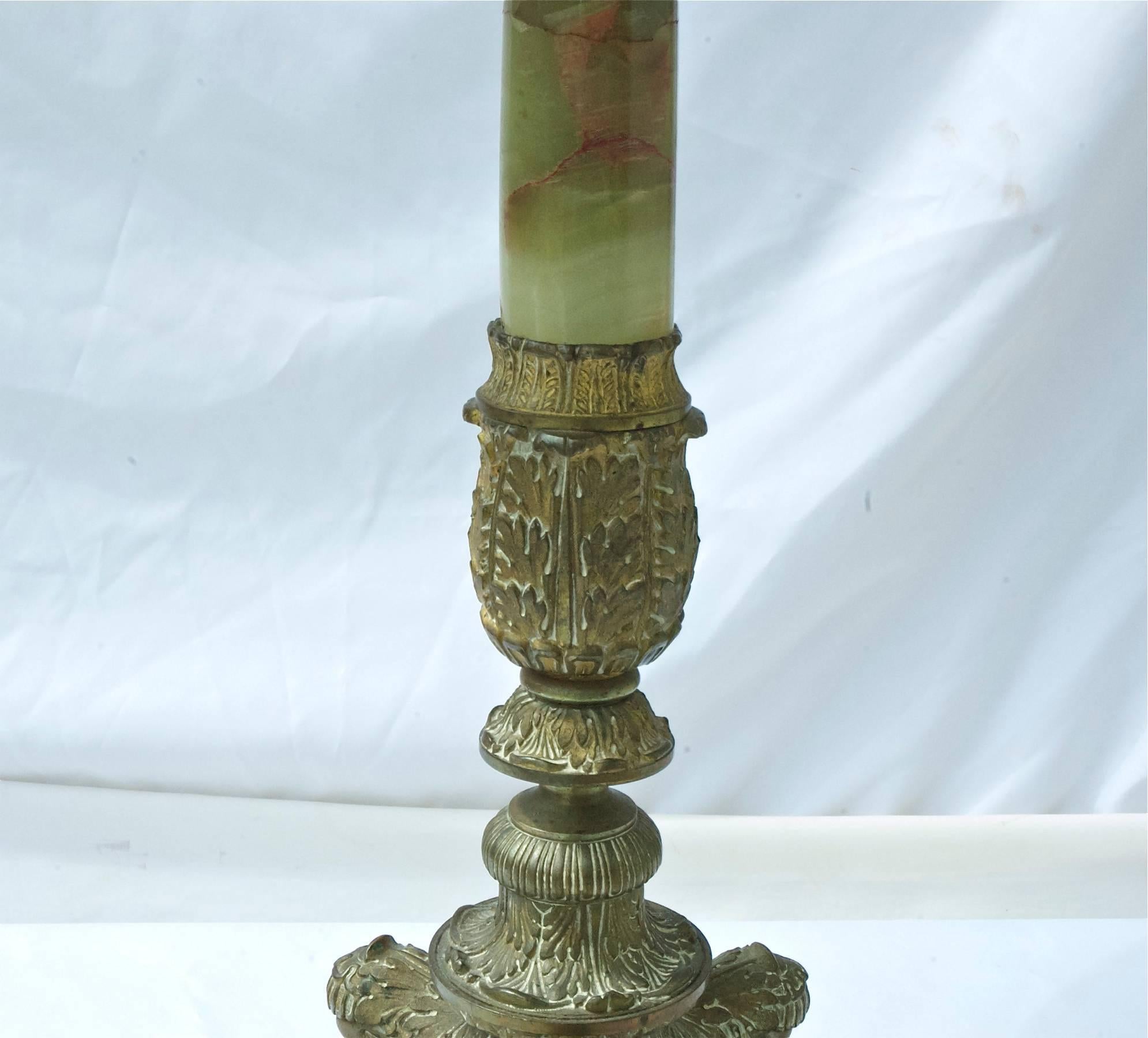 French Empire Table Lamp of Onyx and Bronze For Sale 1