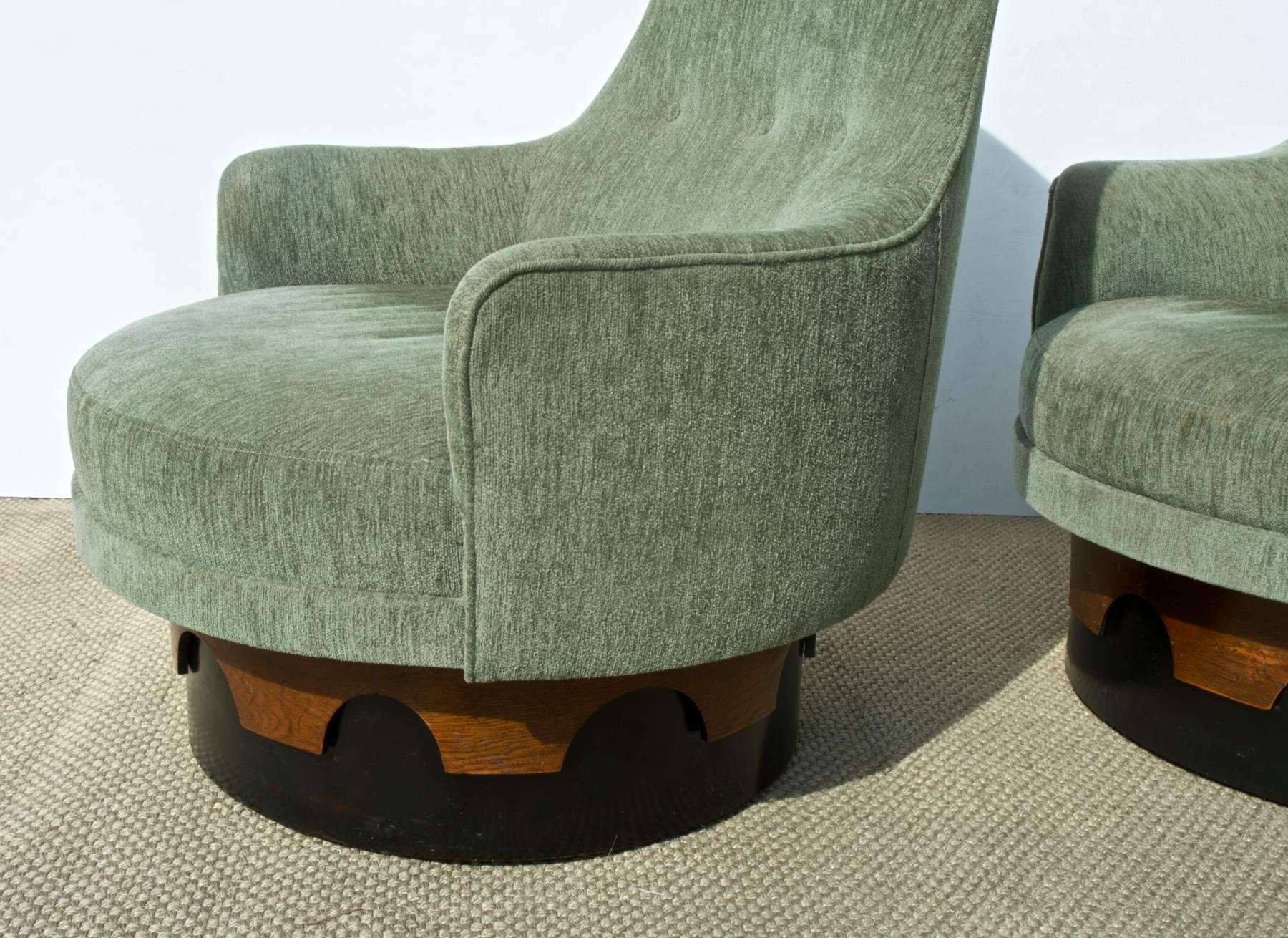 Mid-Century Modern Adrian Pearsall High Back Swivel Chairs, a Pair For Sale