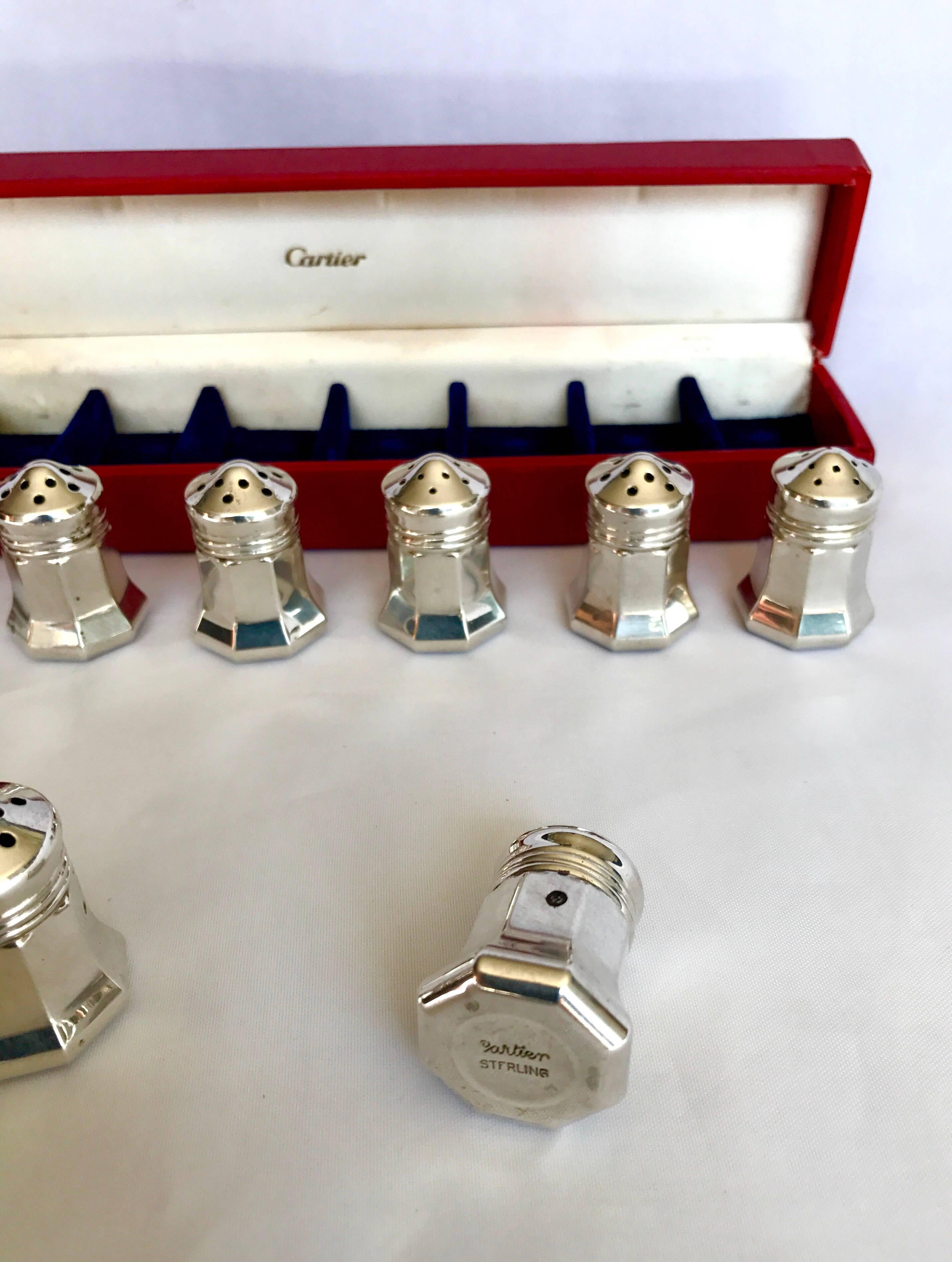 Cartier Sterling Silver Salts, Set of Eight In Good Condition In Charlottesville, VA