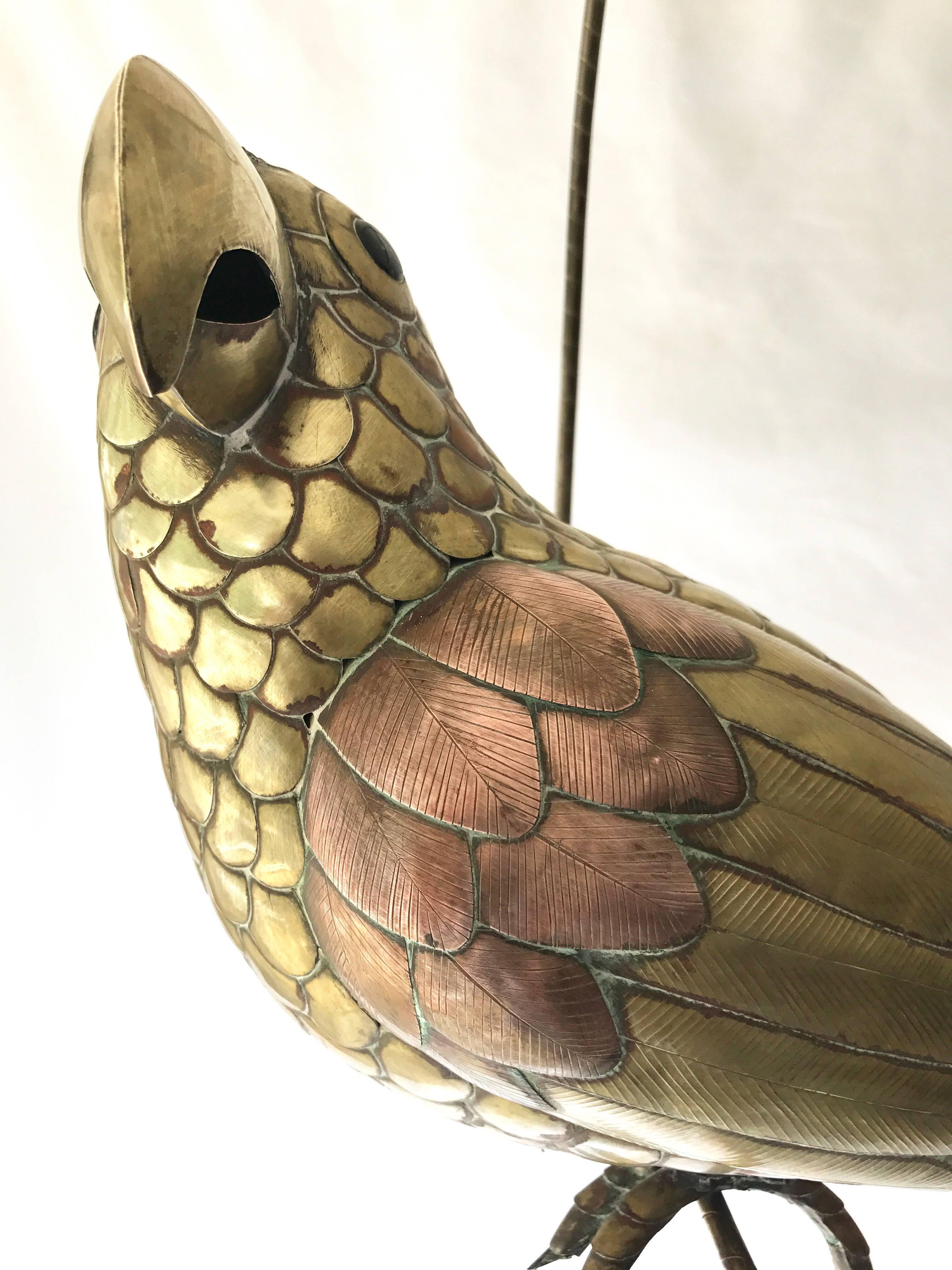 Mexican Sergio Bustamante Parrot of Brass and Copper