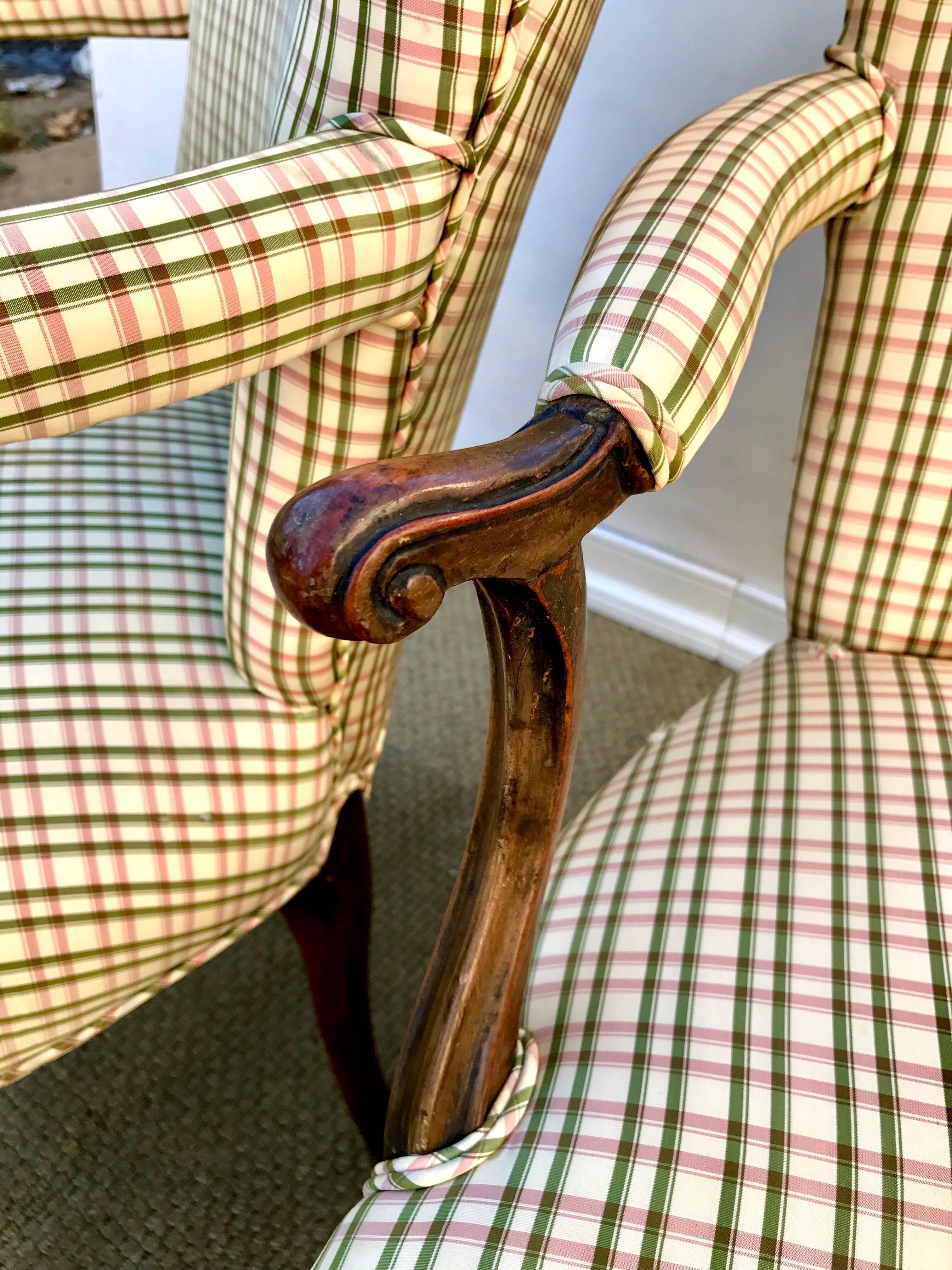 20th Century Georgian Library Chairs of Fruitwood, Pair