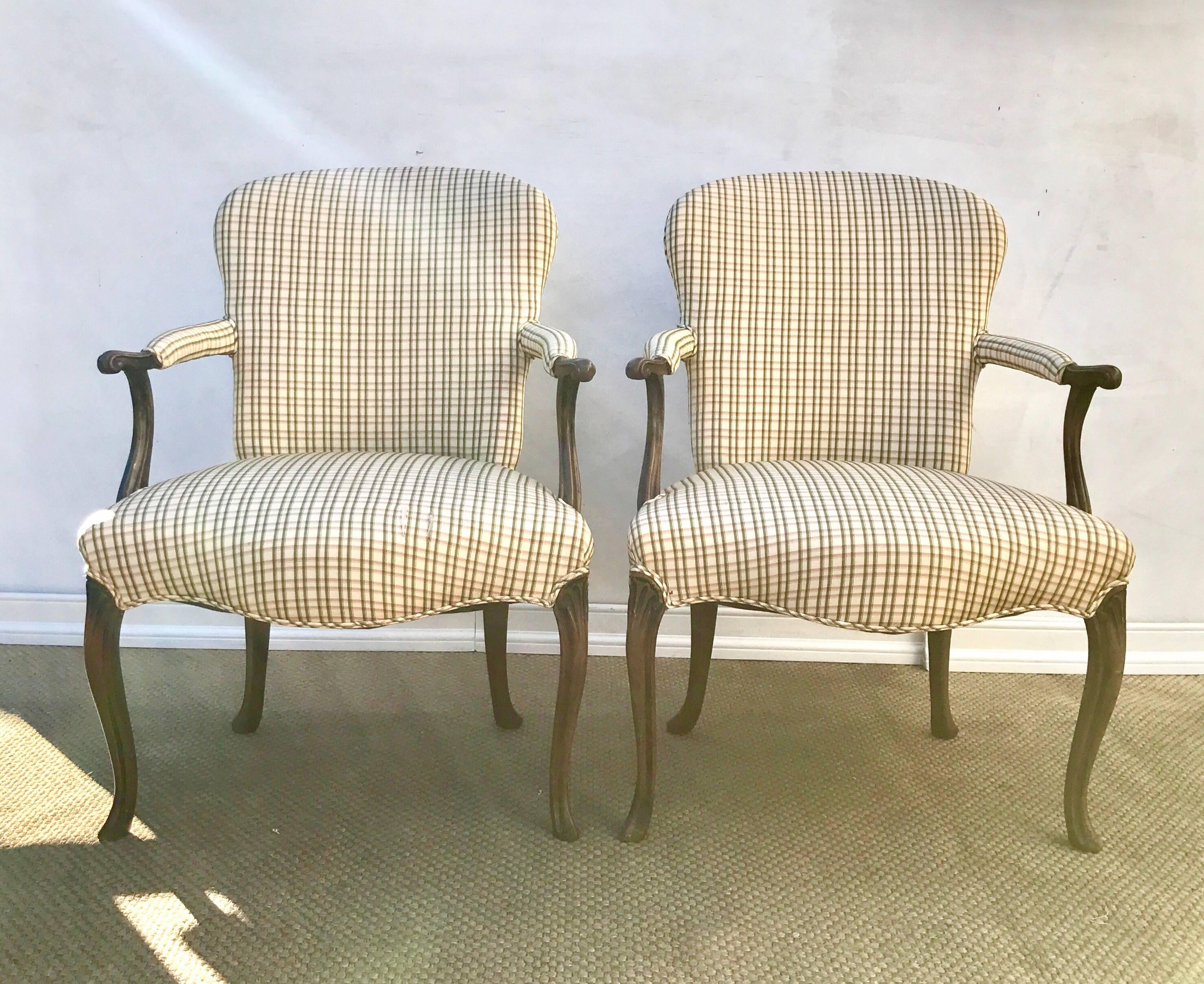 French Georgian Library Chairs of Fruitwood, Pair