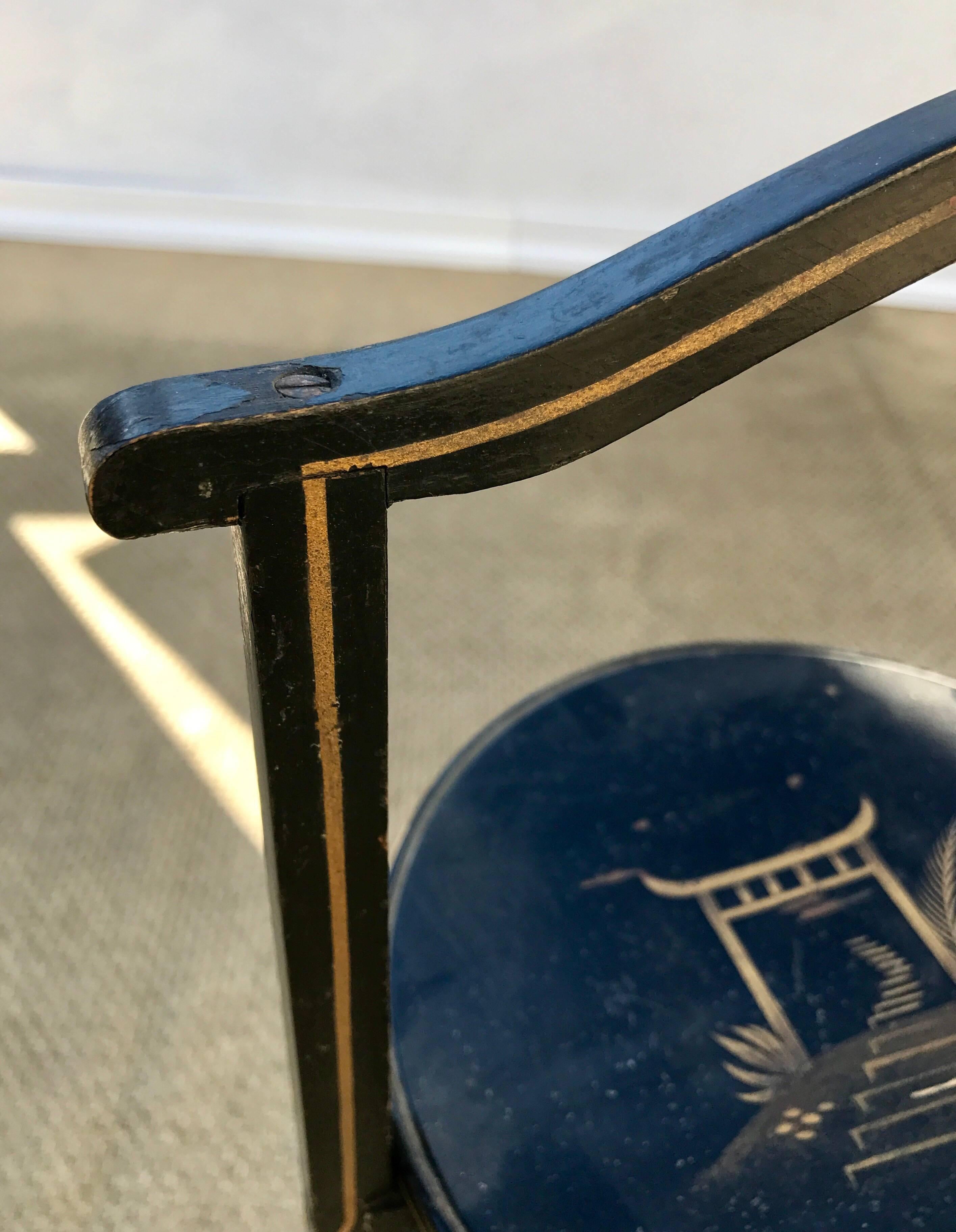 20th Century Ebonized Chinoiserie Muffin Stand For Sale
